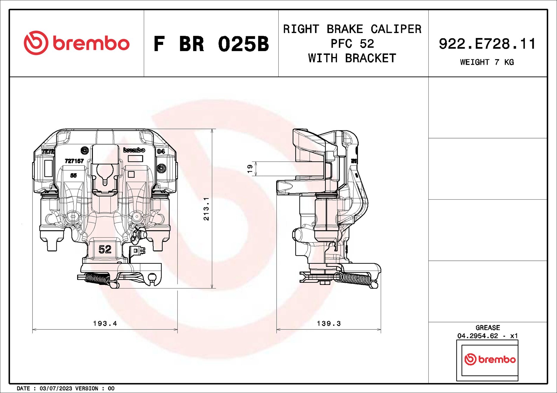 Pinza de freno BREMBO ref. F BR 025B