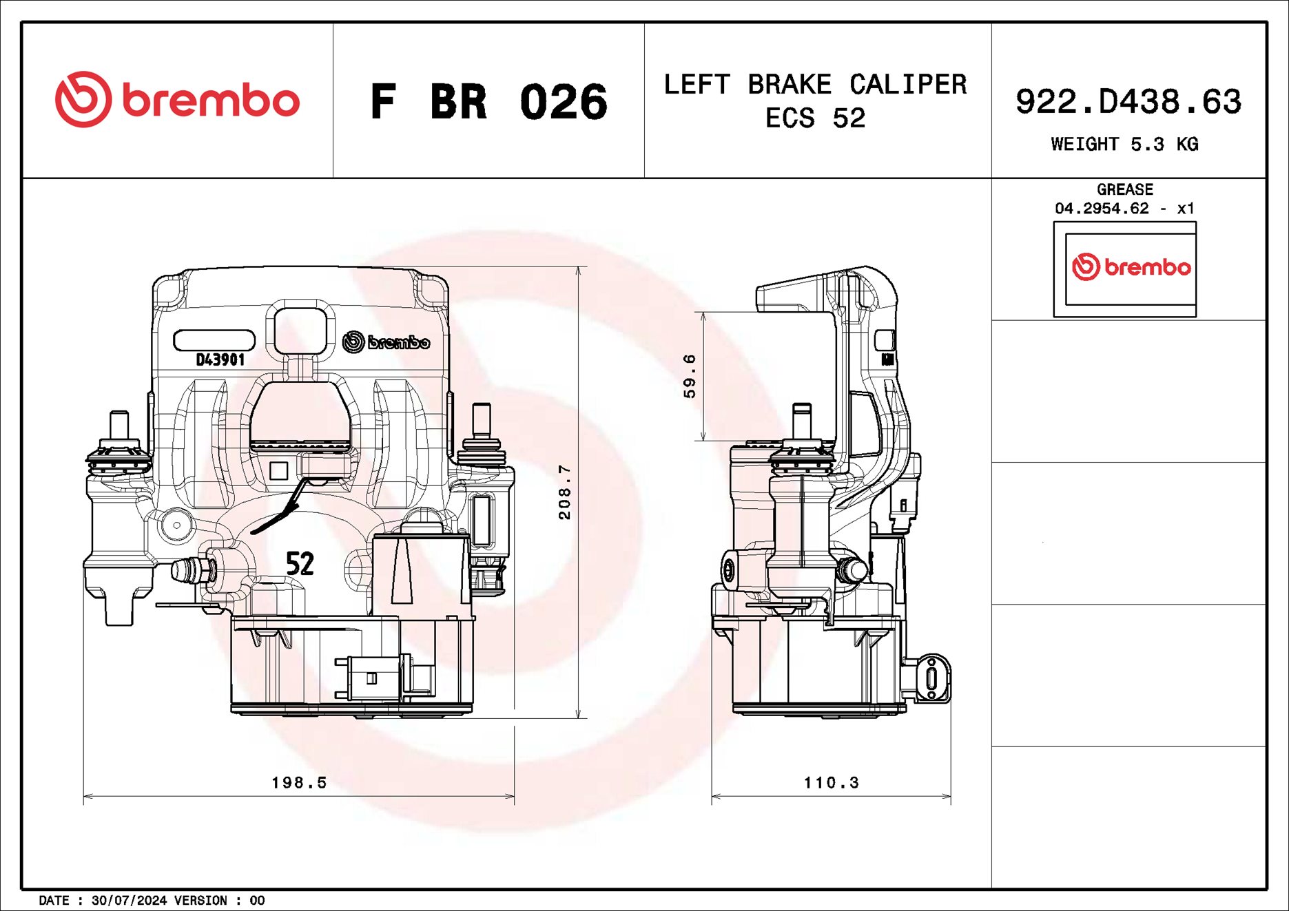 Pinça de travão BREMBO ref. F BR 026
