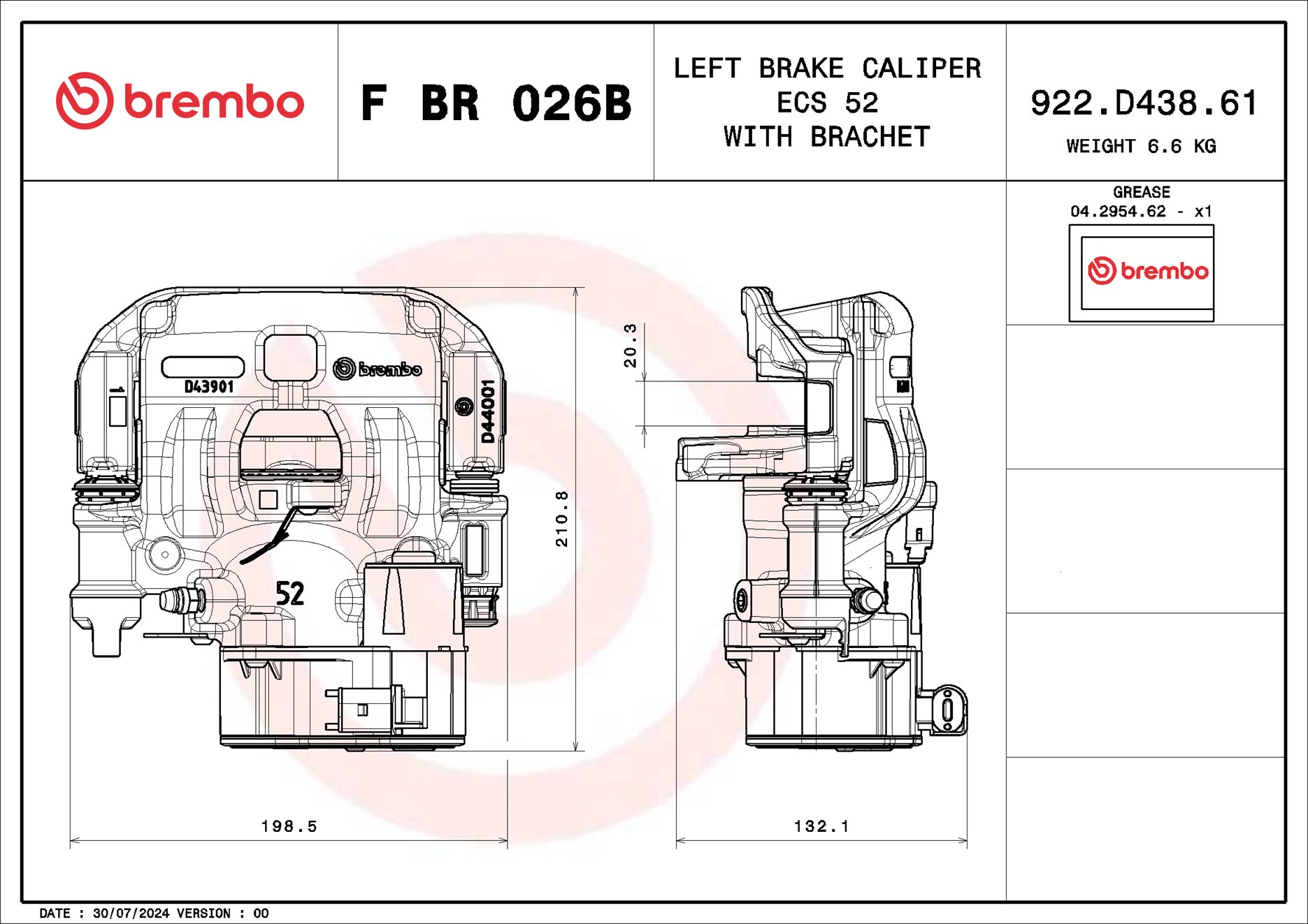 Pinza de freno BREMBO ref. F BR 026B