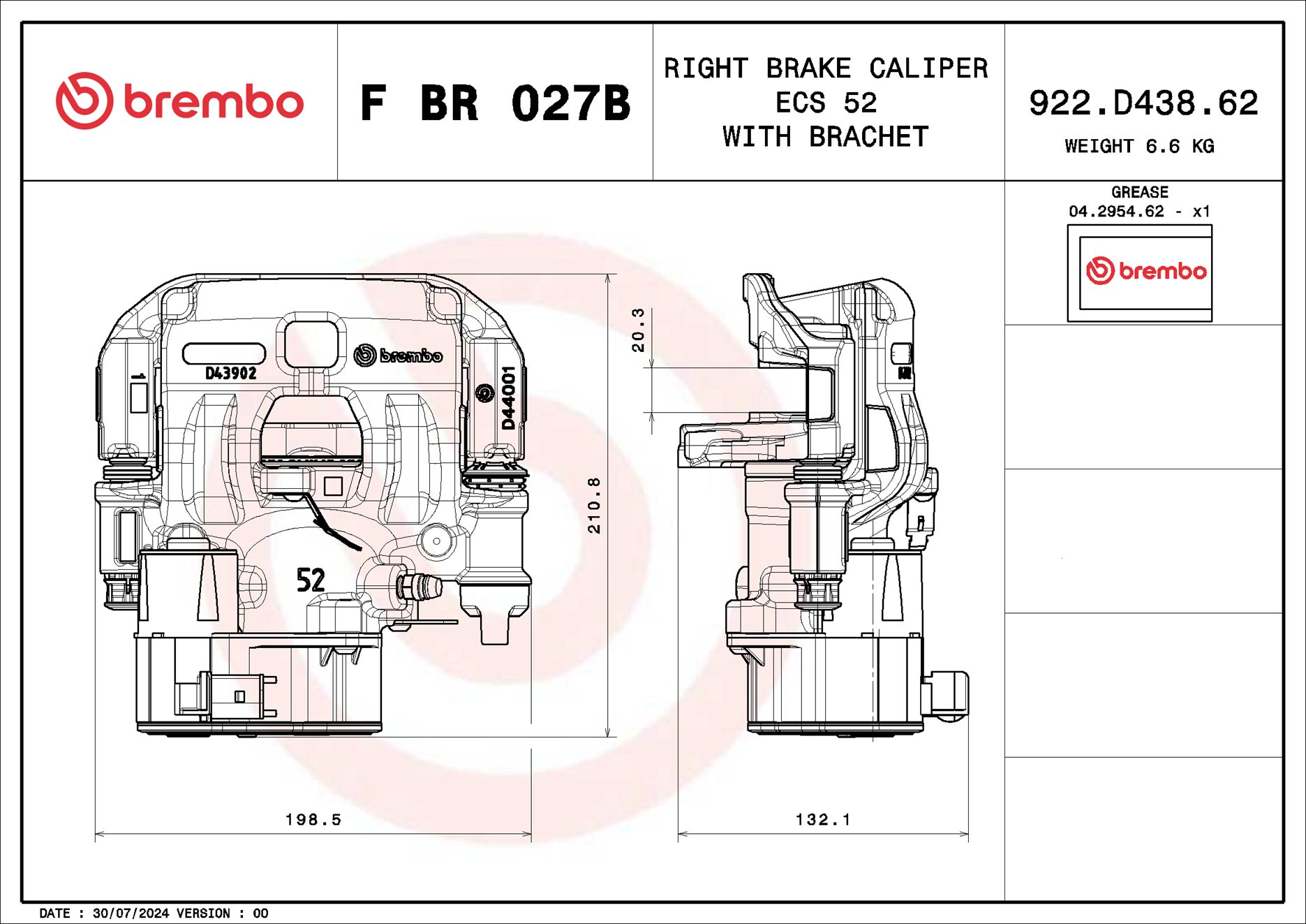 Pinza de freno BREMBO ref. F BR 027B
