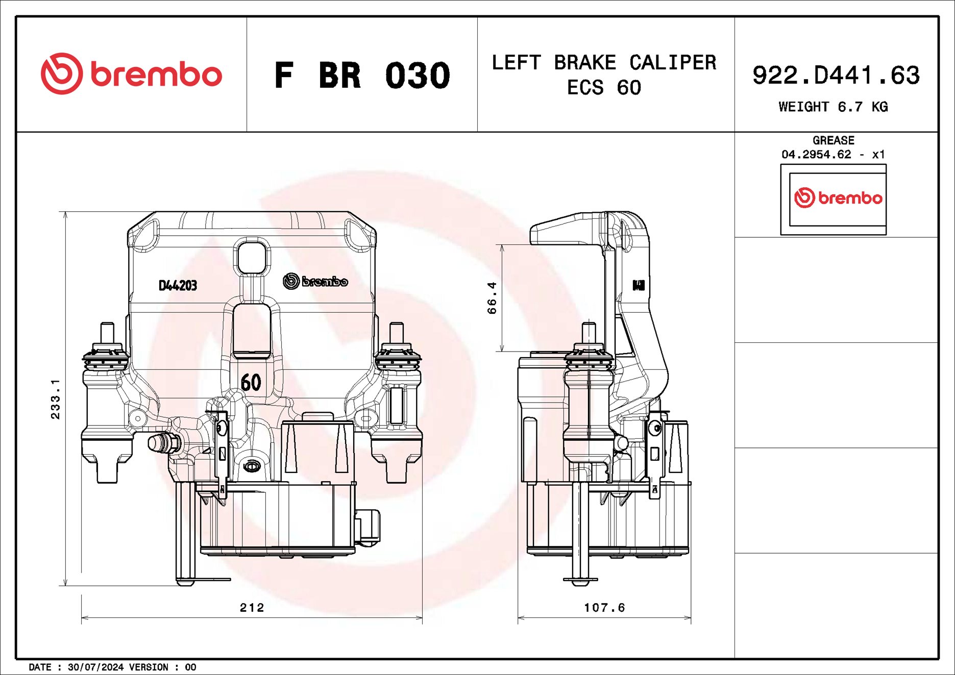 Pinza de freno BREMBO ref. F BR 030