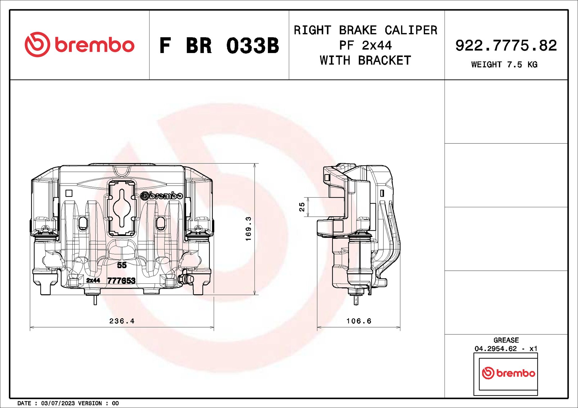 Pinza de freno BREMBO ref. F BR 033B