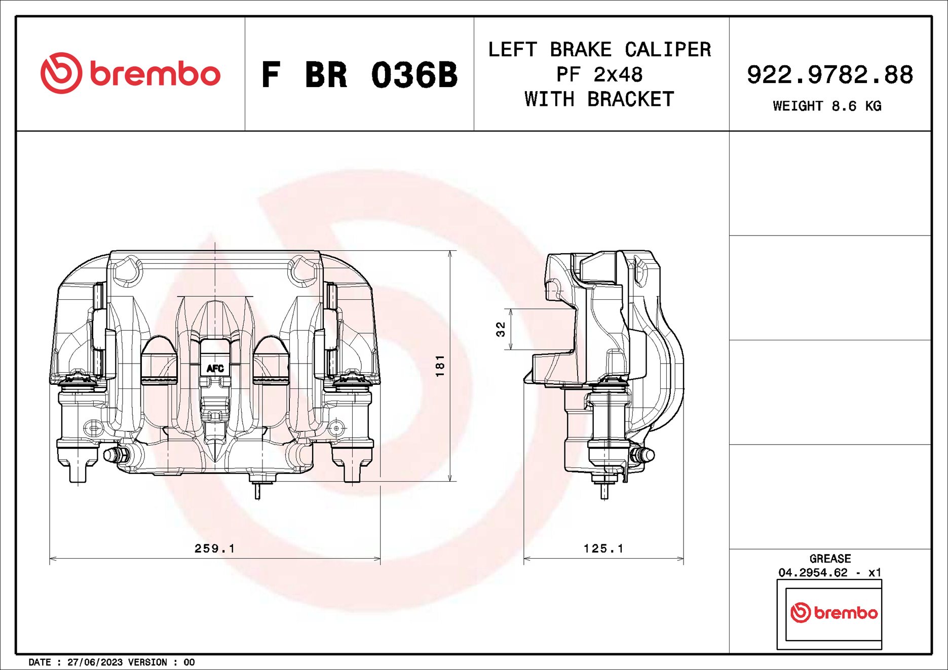 Pinza de freno BREMBO ref. F BR 036B