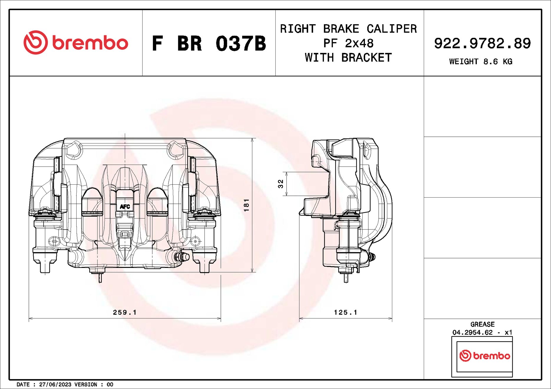 Pinça de travão BREMBO ref. F BR 037B
