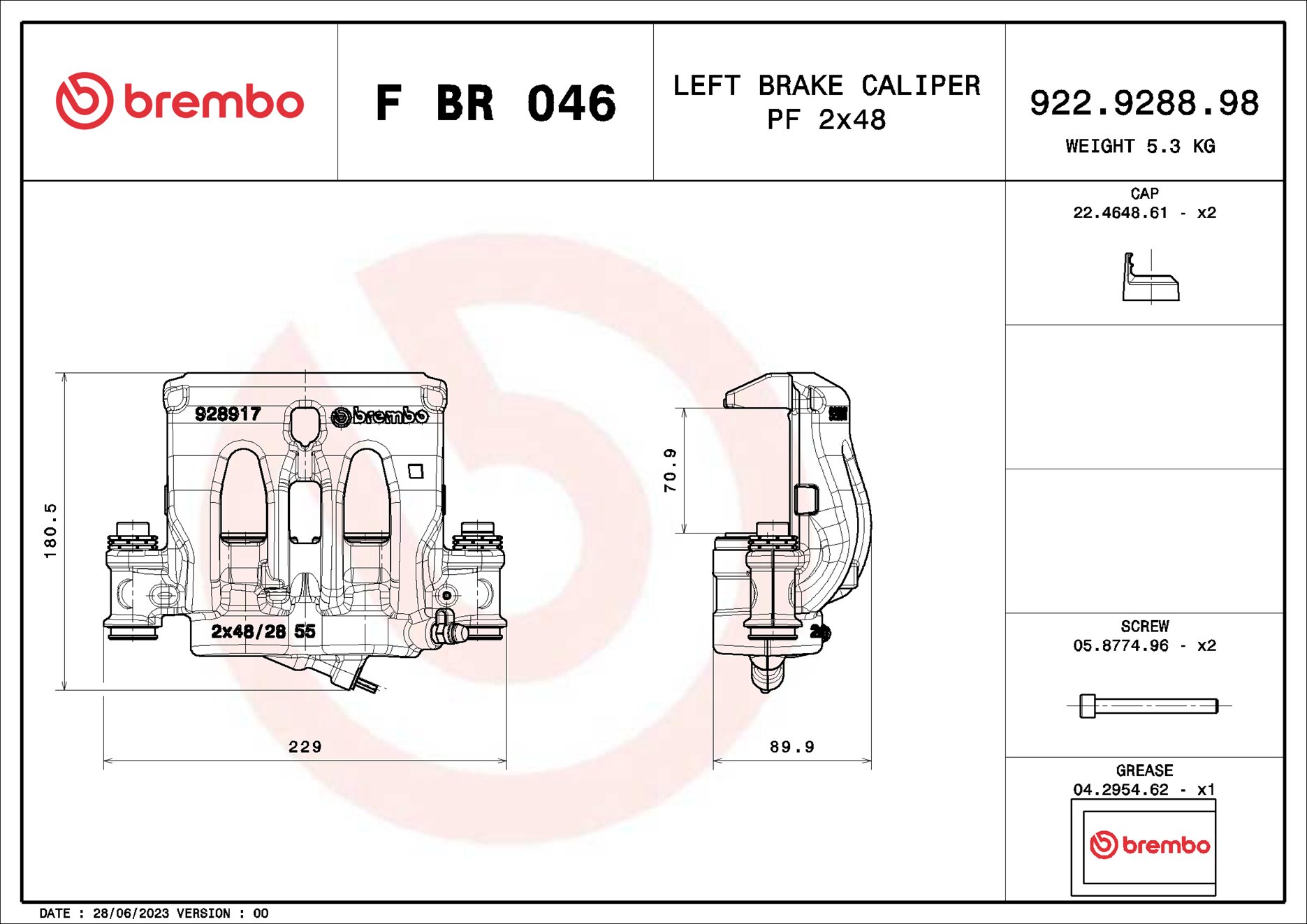Pinça de travão BREMBO ref. F BR 046