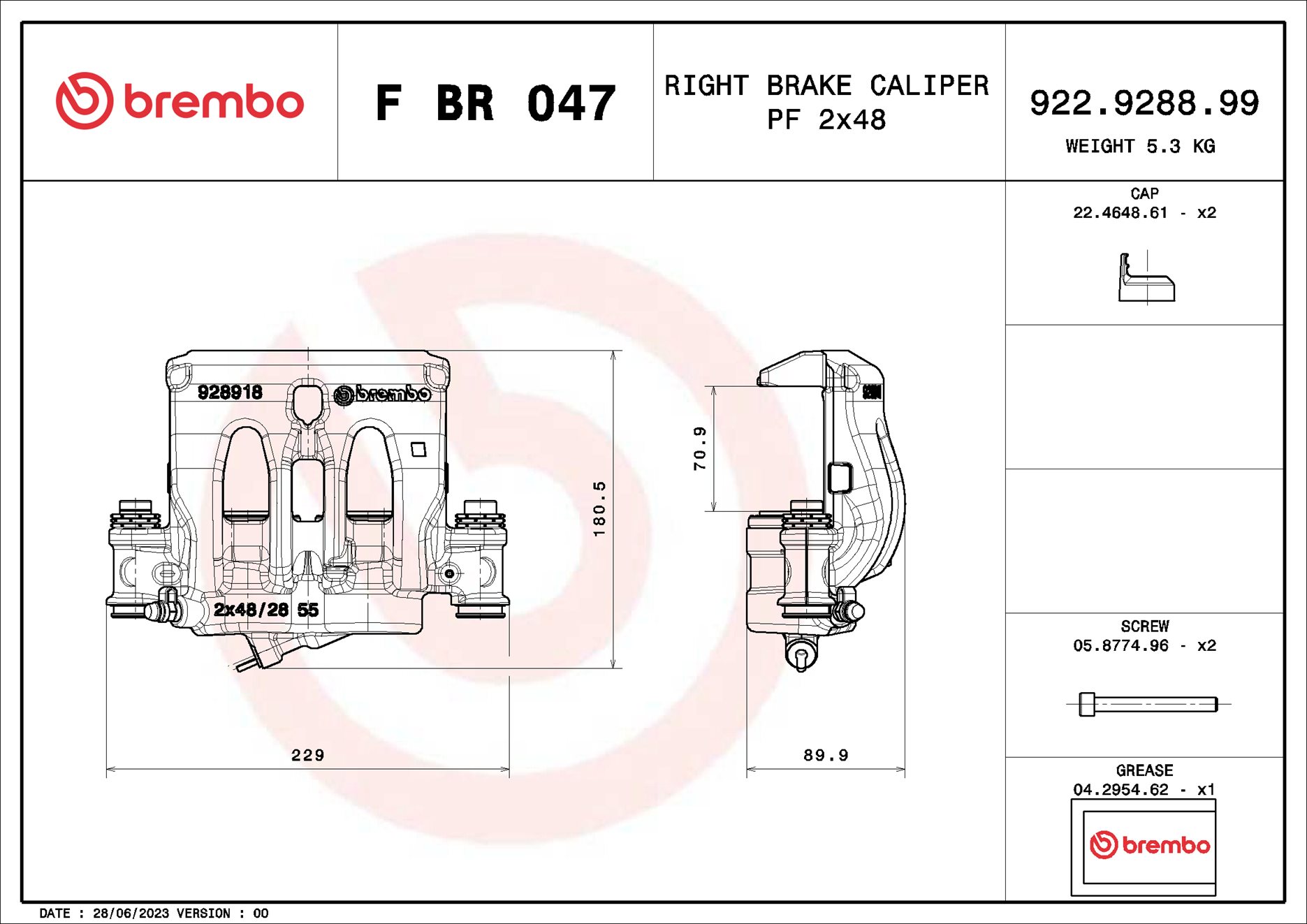 Pinça de travão BREMBO ref. F BR 047