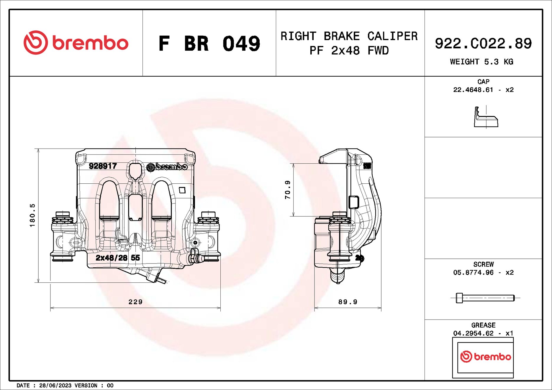 Pinça de travão BREMBO ref. F BR 049