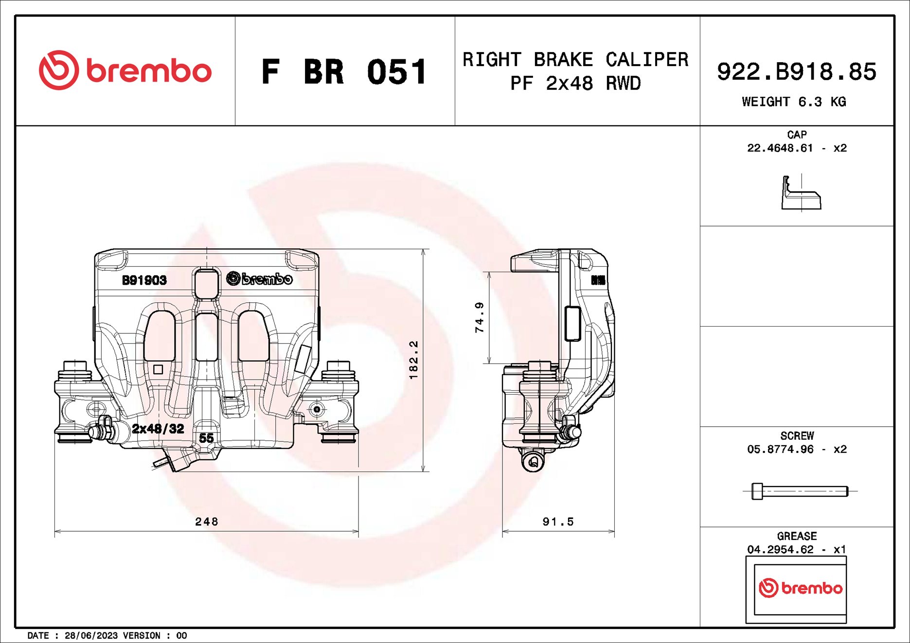Pinça de travão BREMBO ref. F BR 051