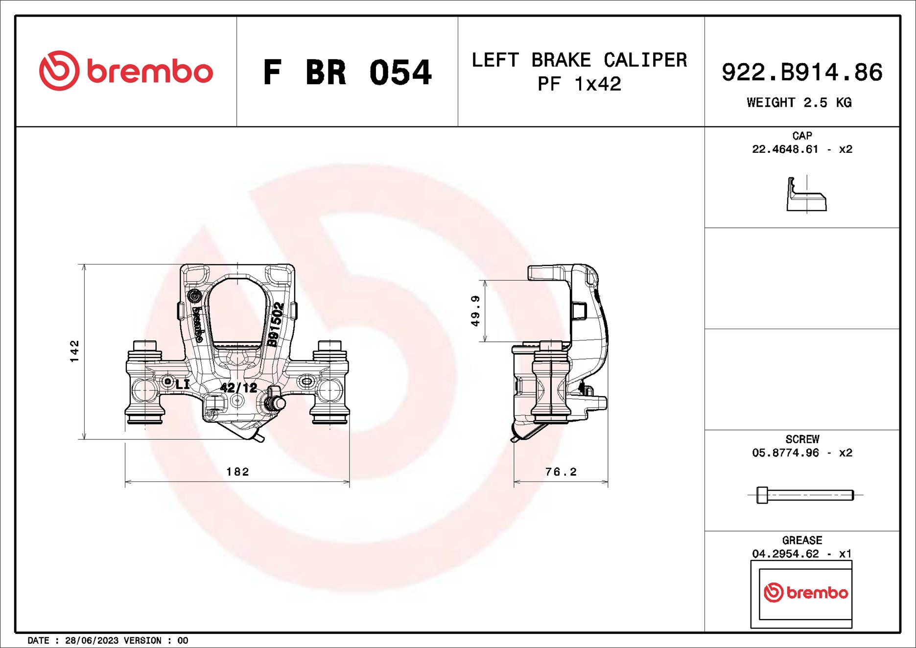 Pinça de travão BREMBO ref. F BR 054