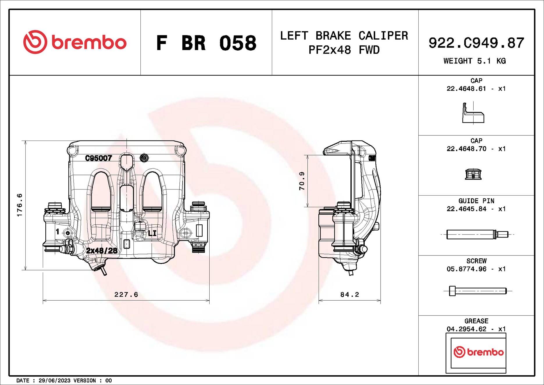Pinça de travão BREMBO ref. F BR 058