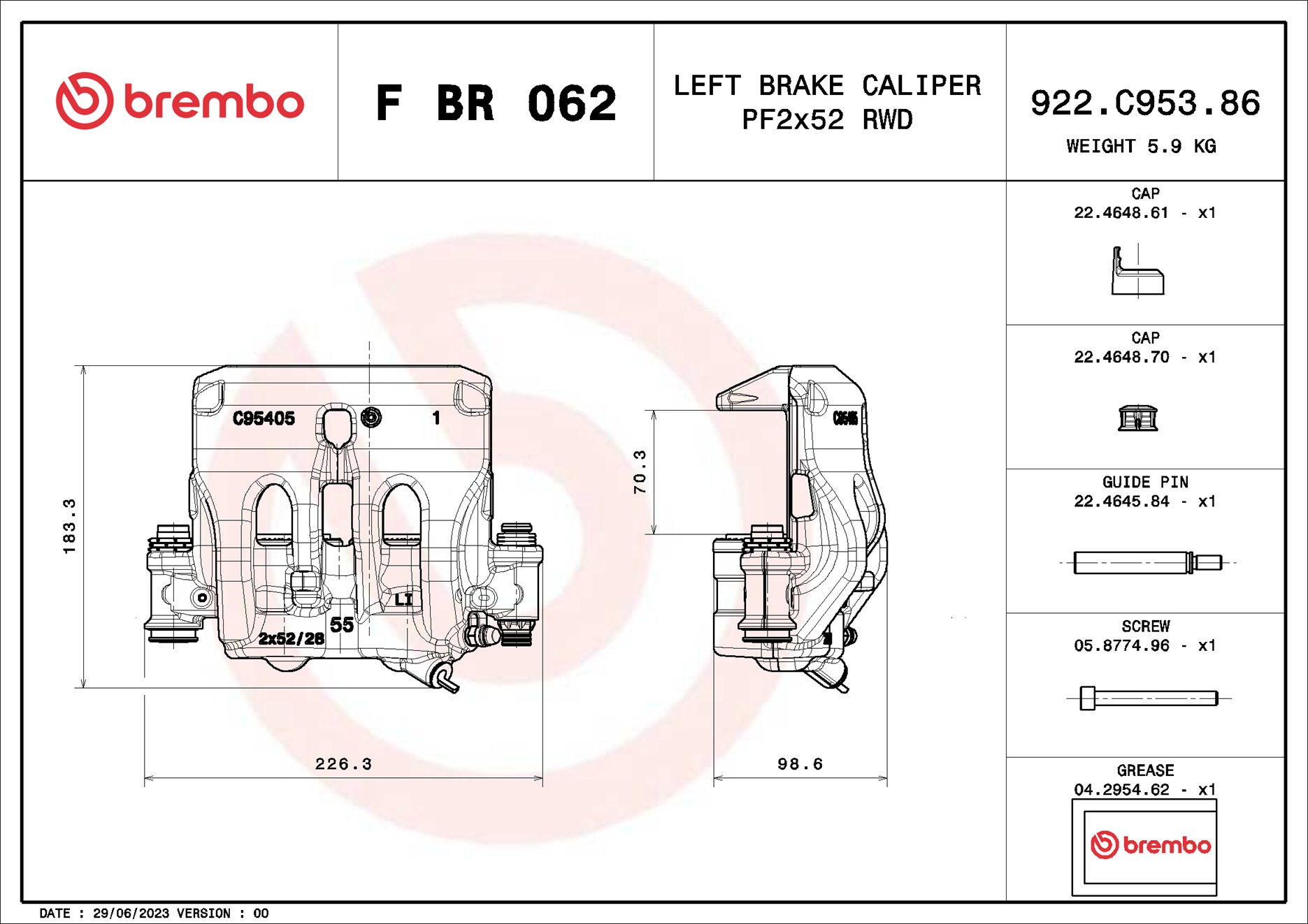 Pinça de travão BREMBO ref. F BR 062