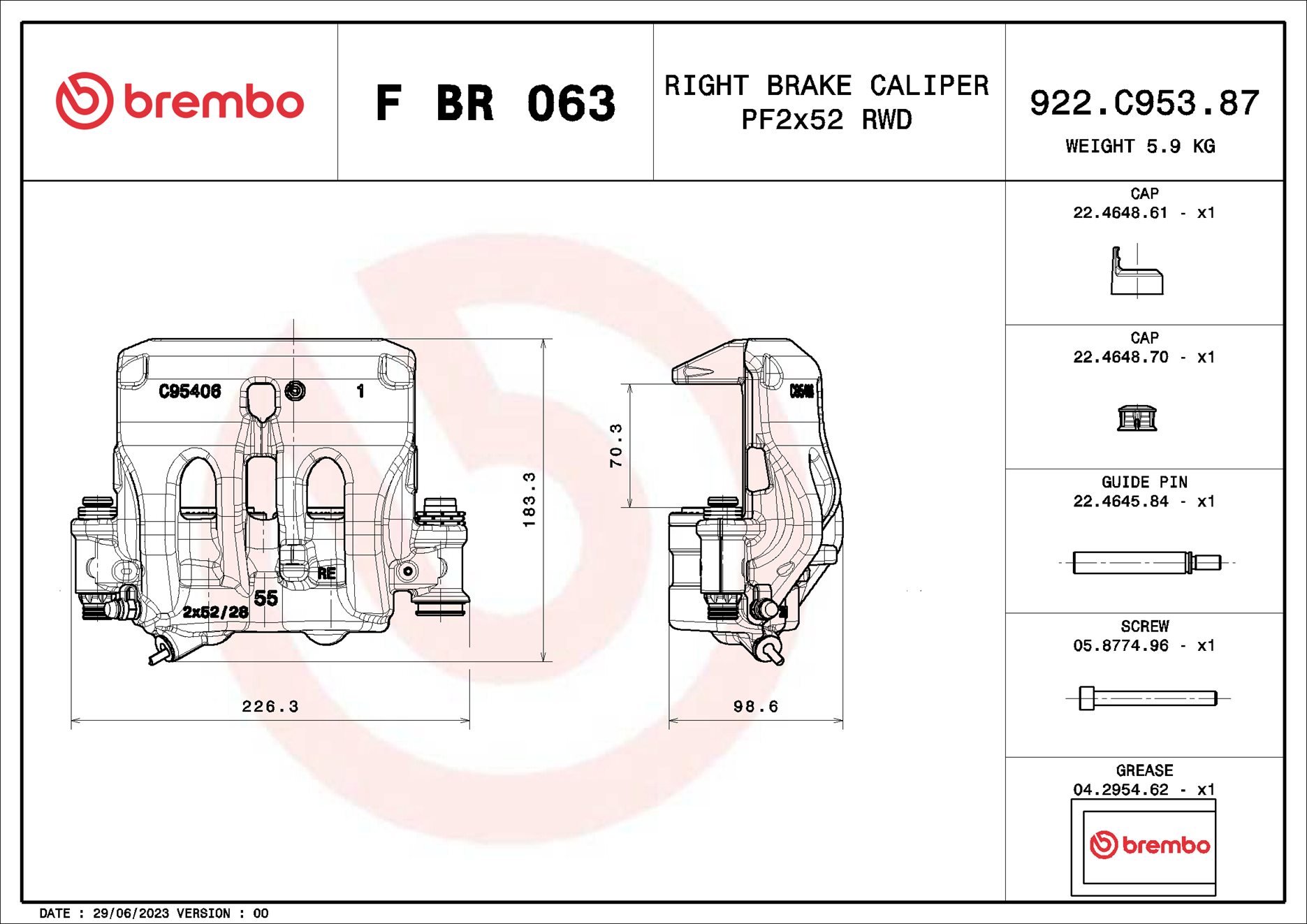 Pinça de travão BREMBO ref. F BR 063