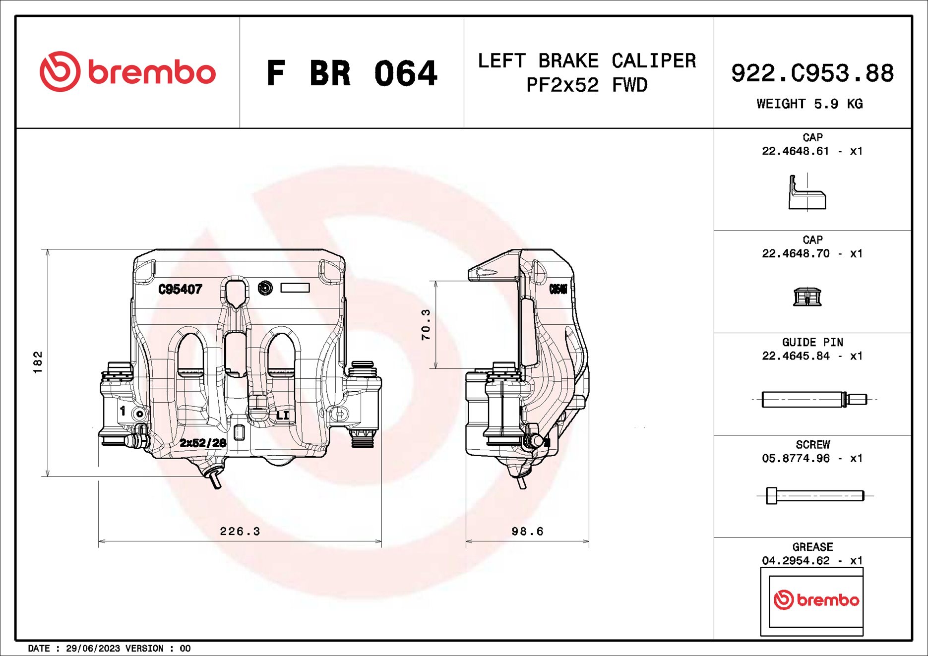 Pinça de travão BREMBO ref. F BR 064
