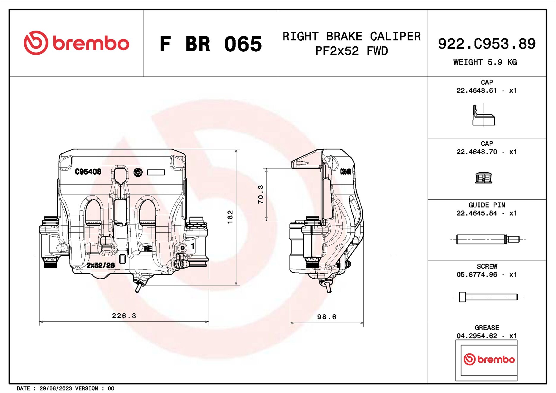 Pinça de travão BREMBO ref. F BR 065