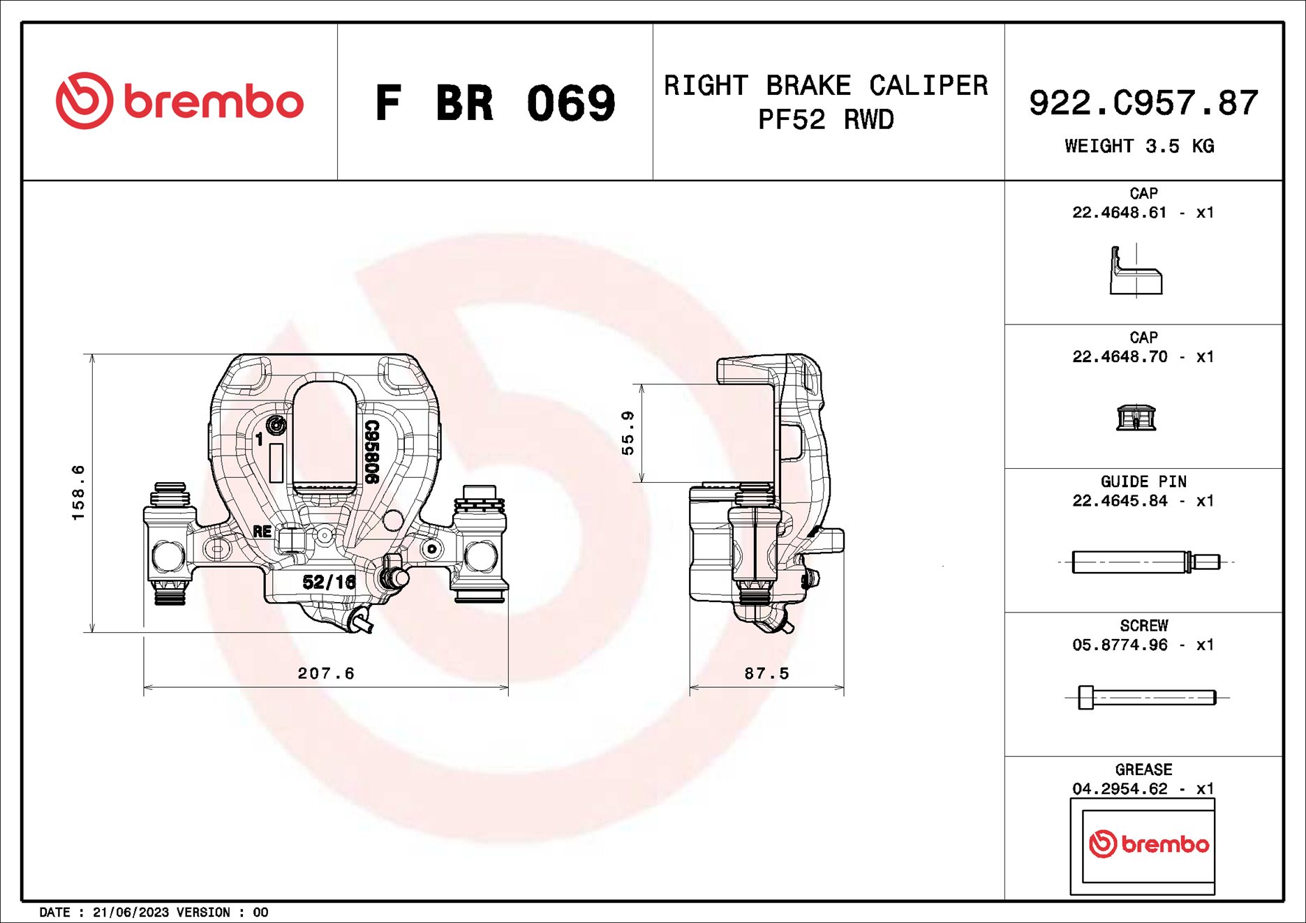 Pinça de travão BREMBO ref. F BR 069