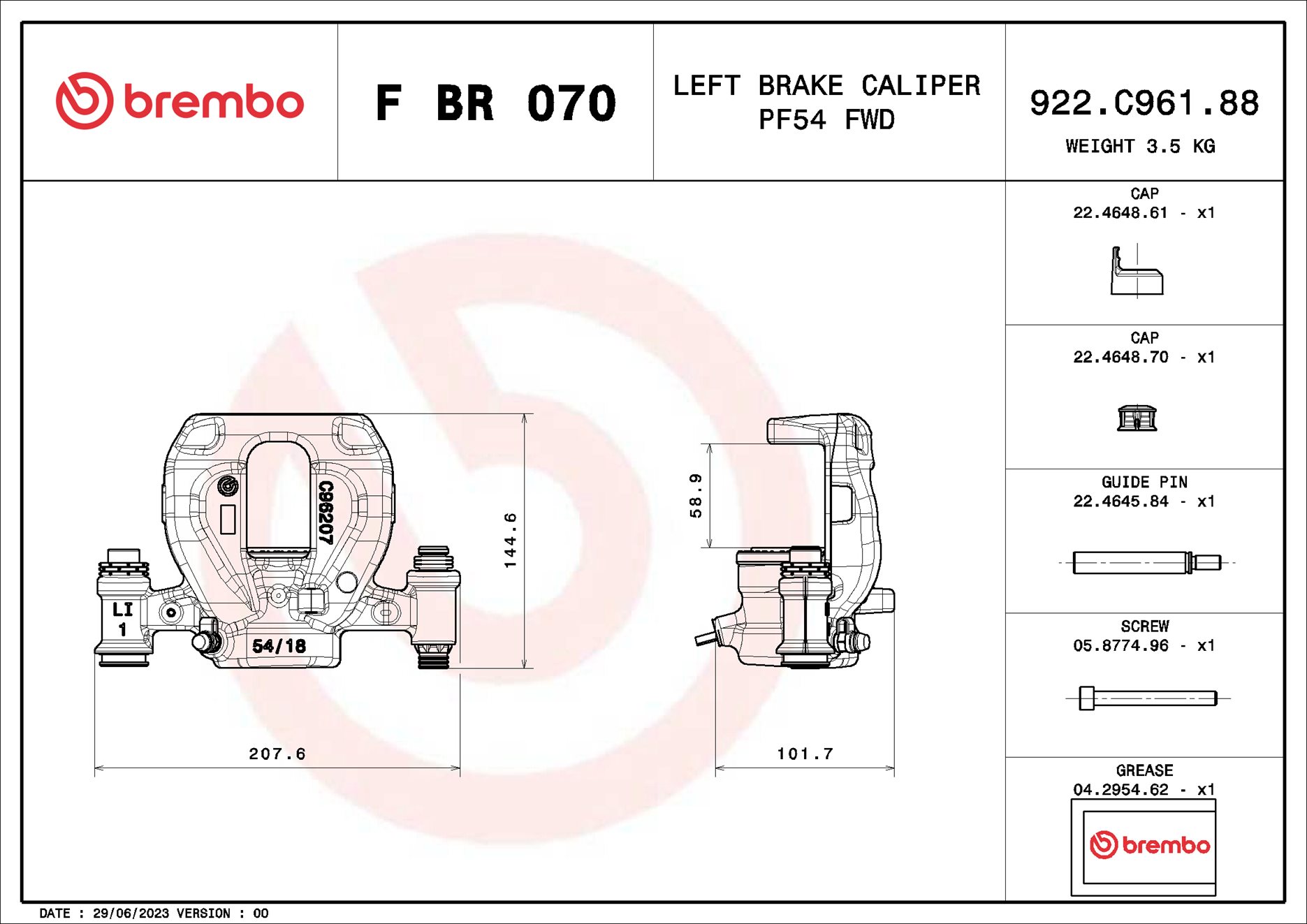 Pinza de freno BREMBO ref. F BR 070