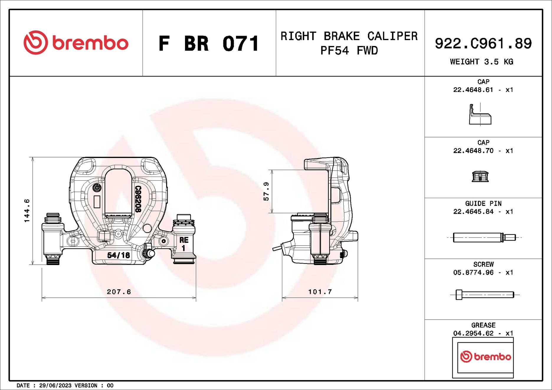 Pinça de travão BREMBO ref. F BR 071