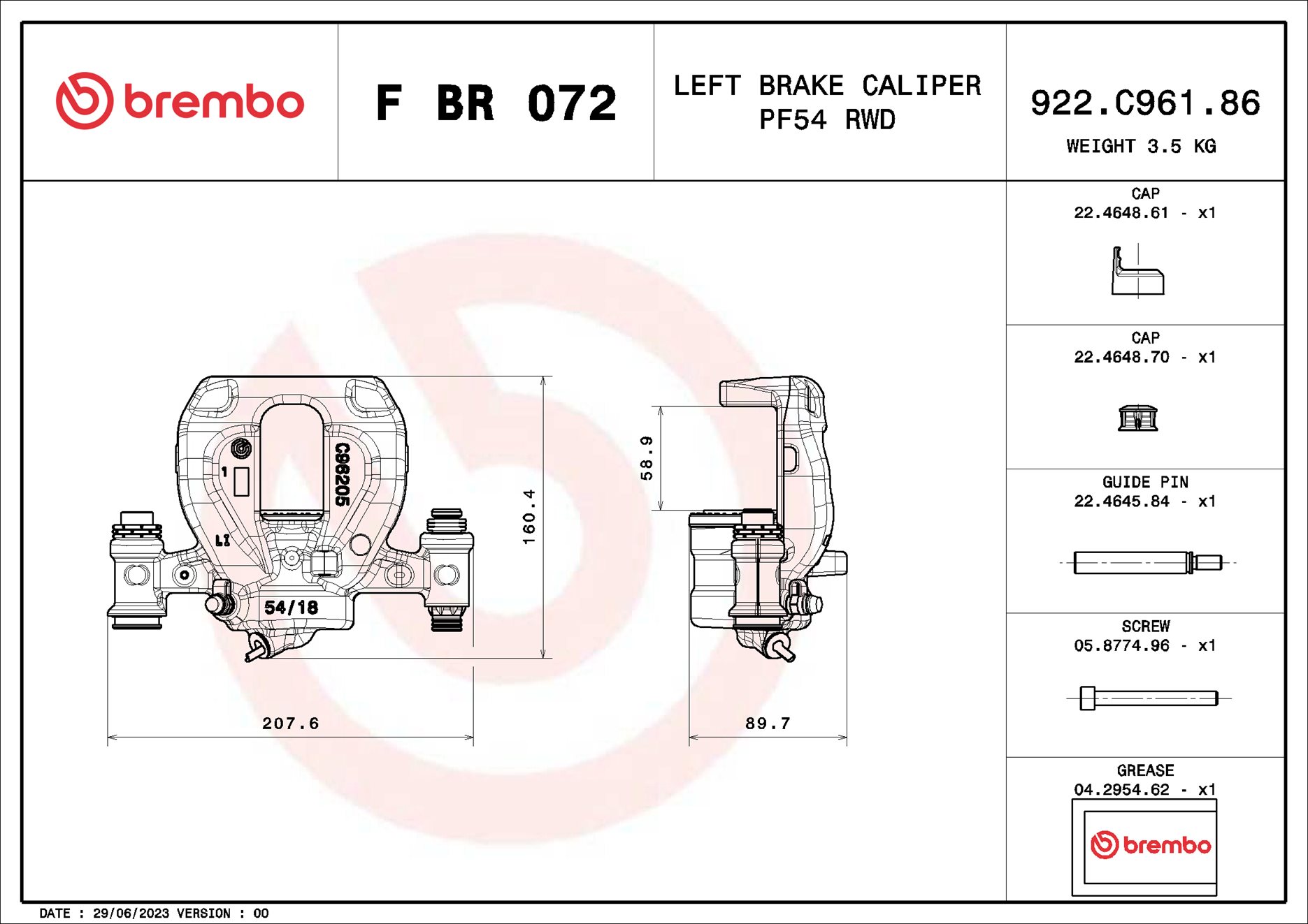 Pinza de freno BREMBO ref. F BR 072