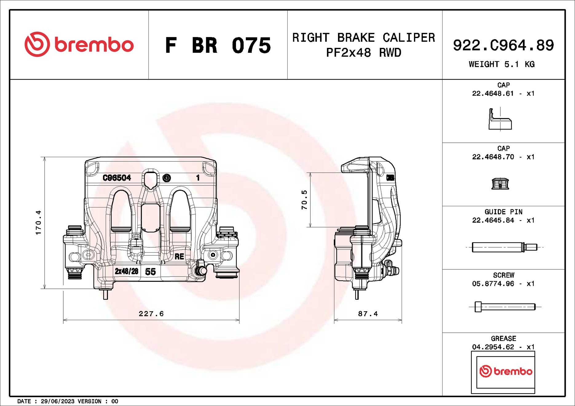 Pinça de travão BREMBO ref. F BR 075