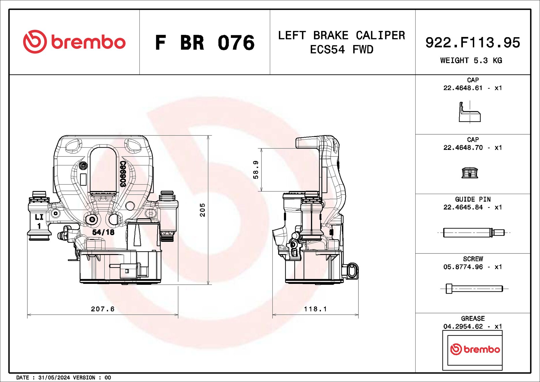 Pinza de freno BREMBO ref. F BR 076