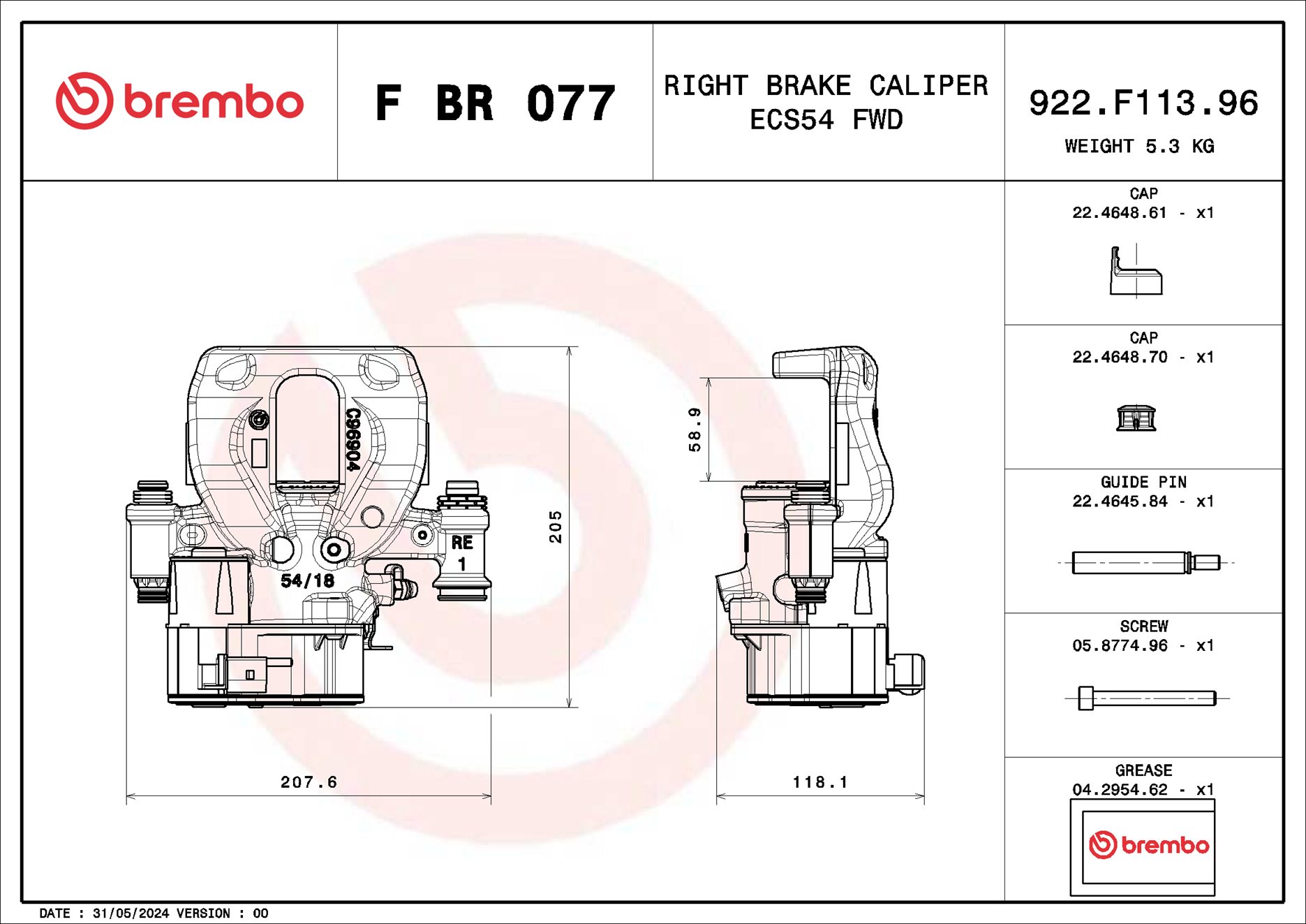 Pinza de freno BREMBO ref. F BR 077