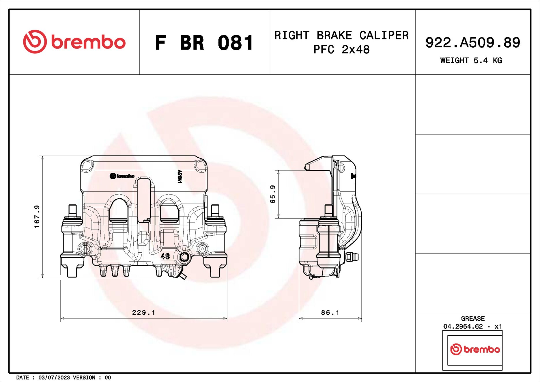 Étrier de frein BREMBO ref. F BR 081