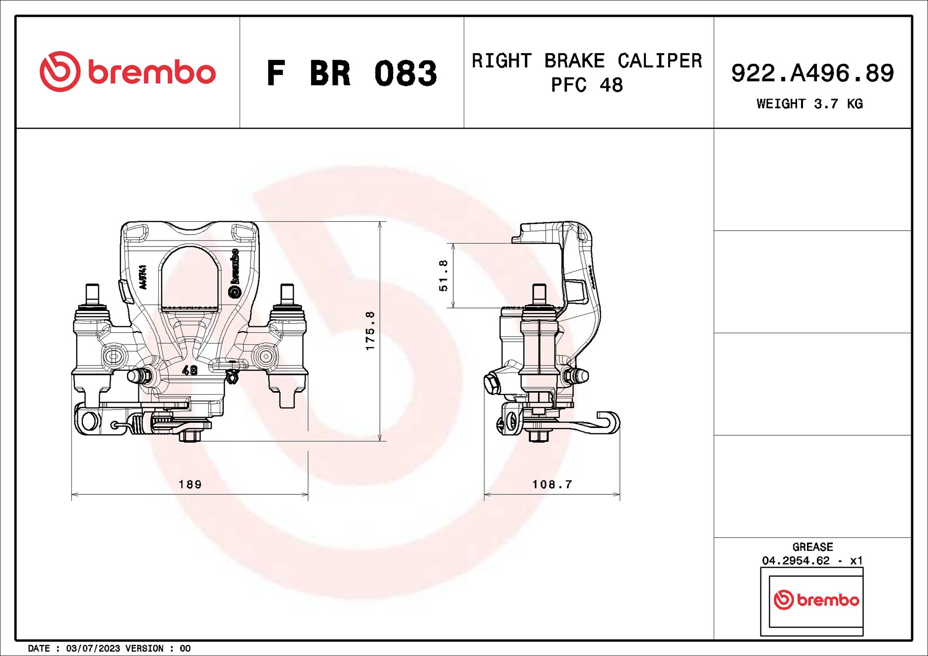 Pinza de freno BREMBO ref. F BR 083