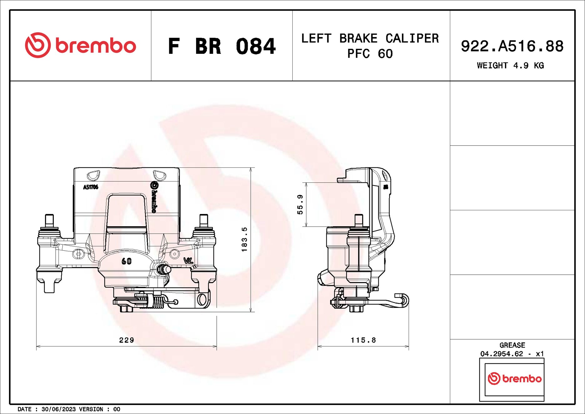 Pinça de travão BREMBO ref. F BR 084