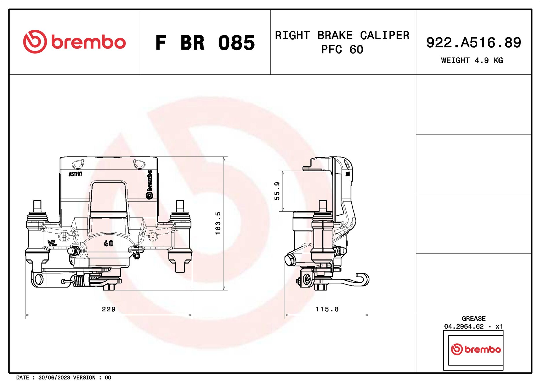 Pinça de travão BREMBO ref. F BR 085