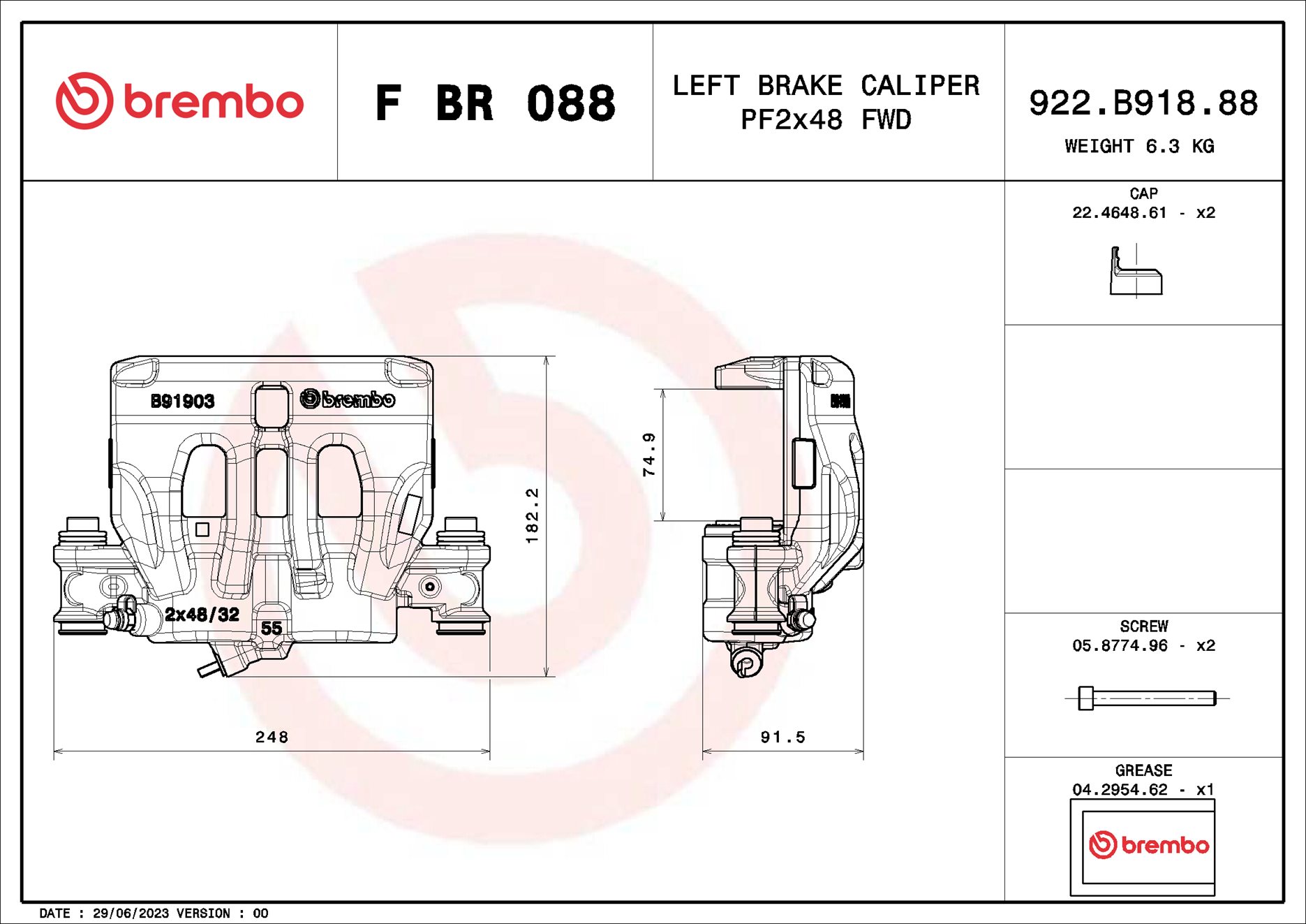 Pinza de freno BREMBO ref. F BR 088