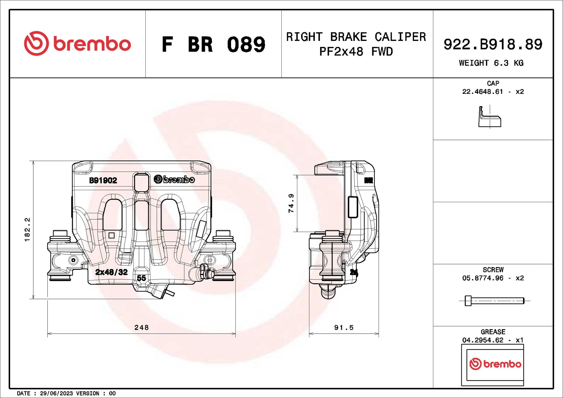 Pinza de freno BREMBO ref. F BR 089