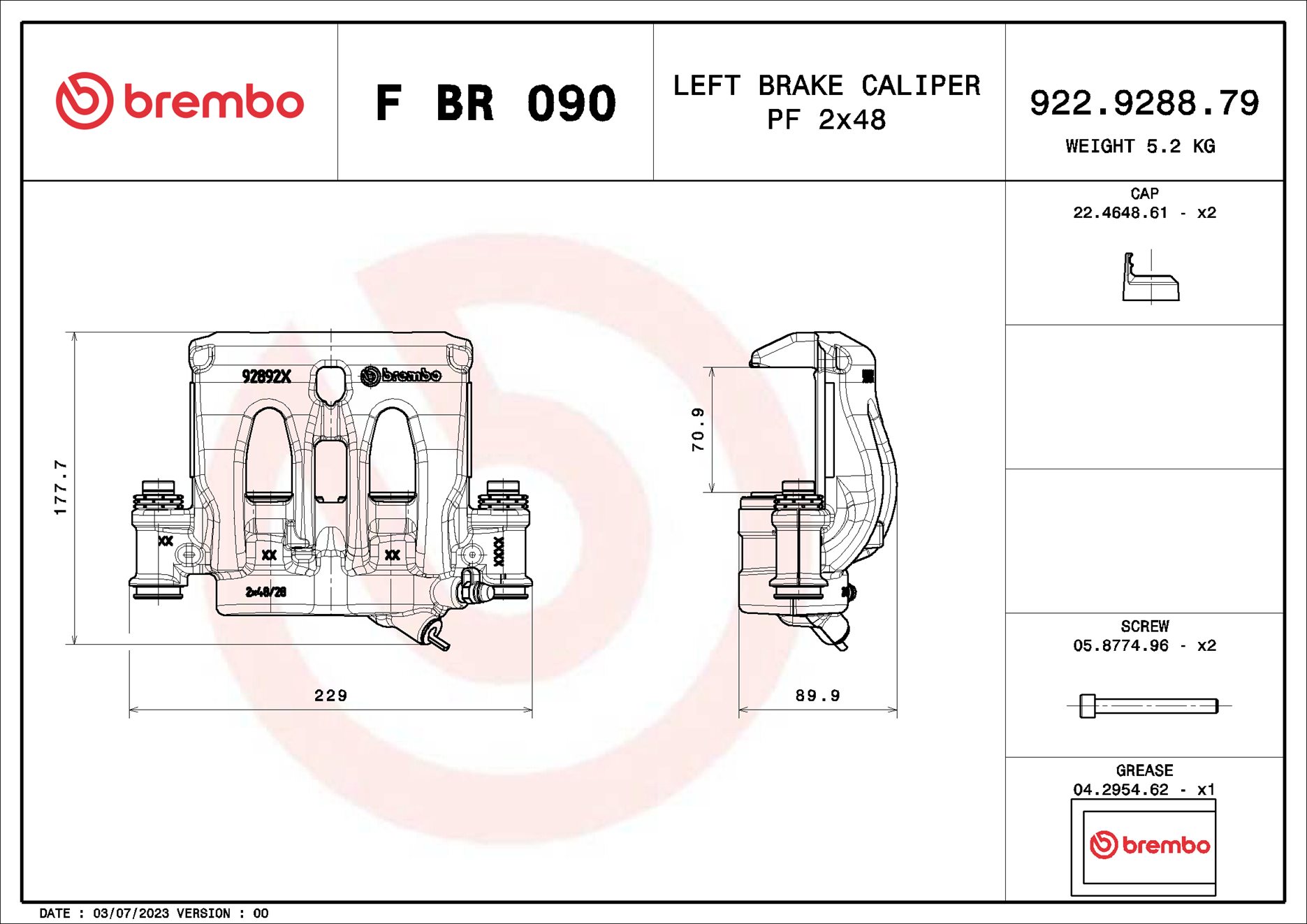 Pinza de freno BREMBO ref. F BR 090
