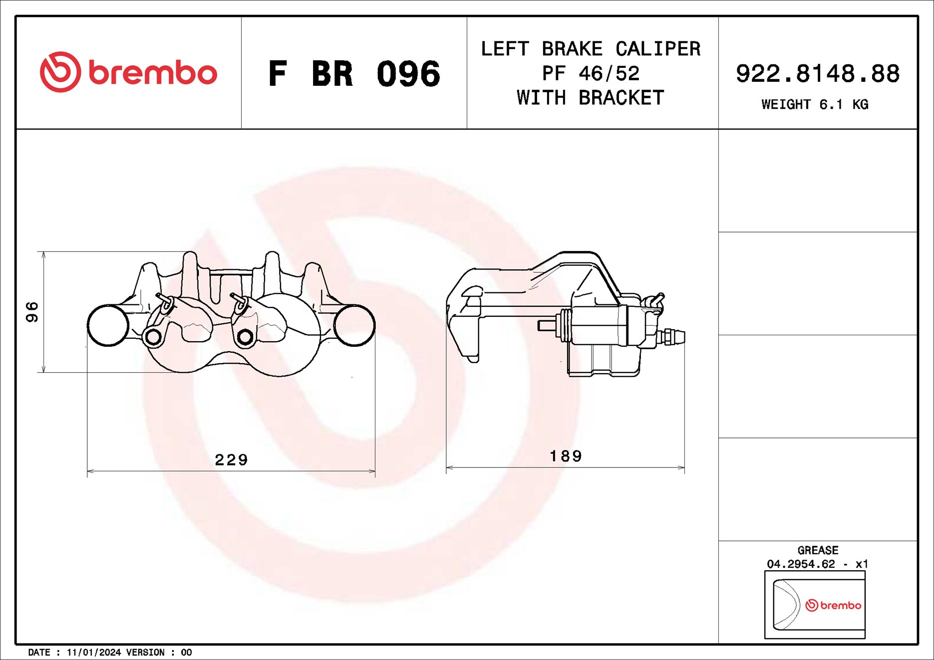 Pinça de travão BREMBO ref. F BR 096