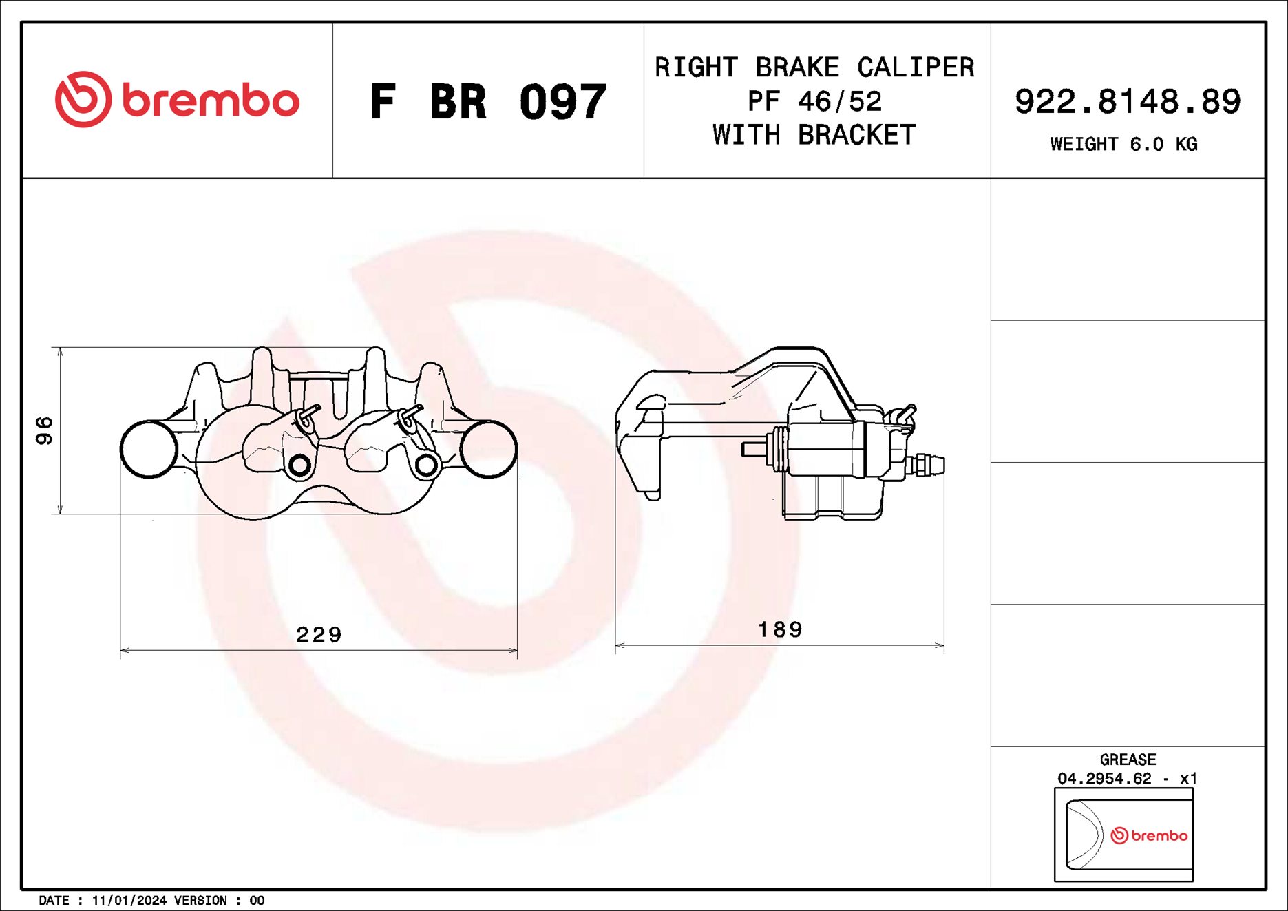 Pinça de travão BREMBO ref. F BR 097