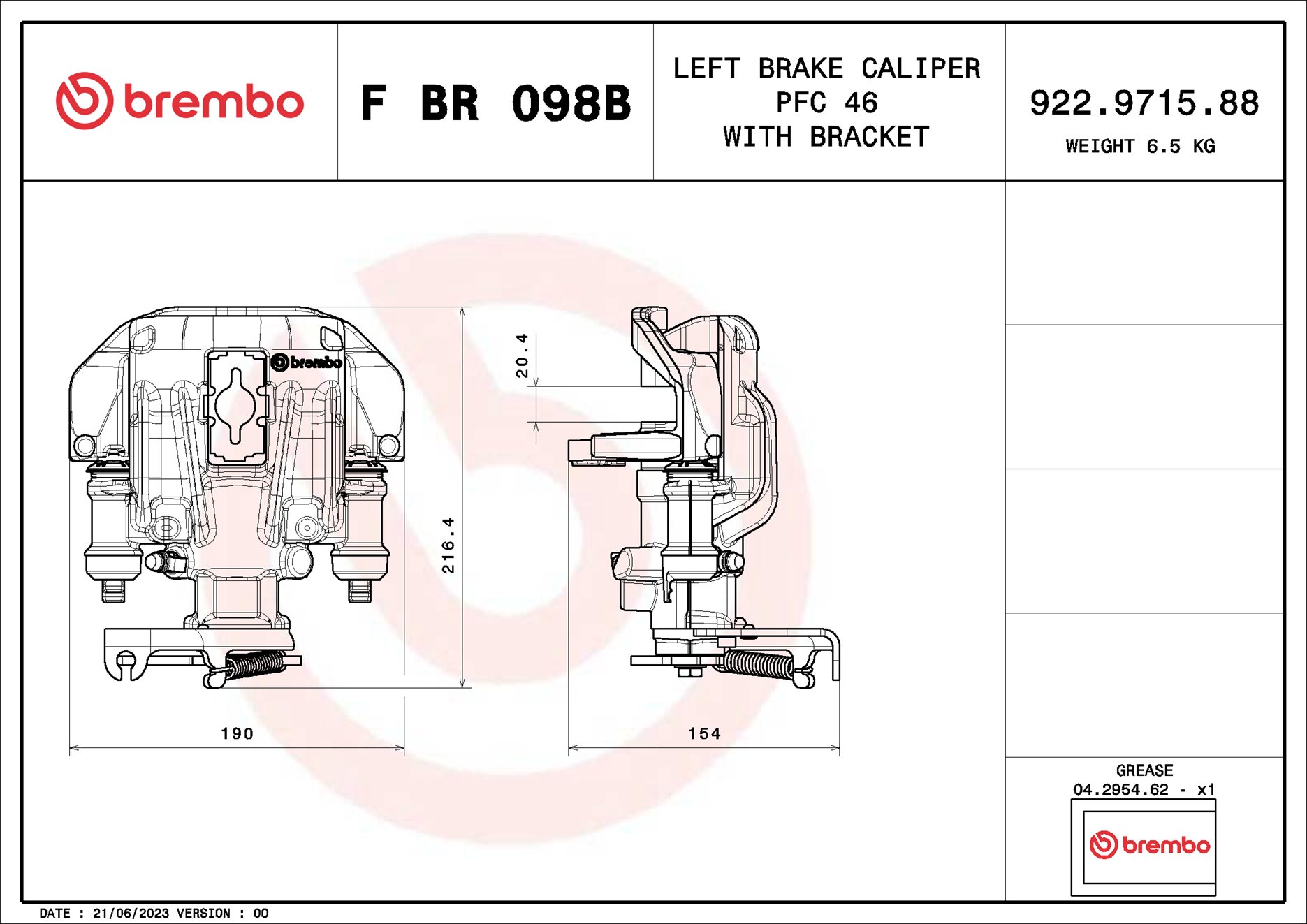 Pinça de travão BREMBO ref. F BR 098B
