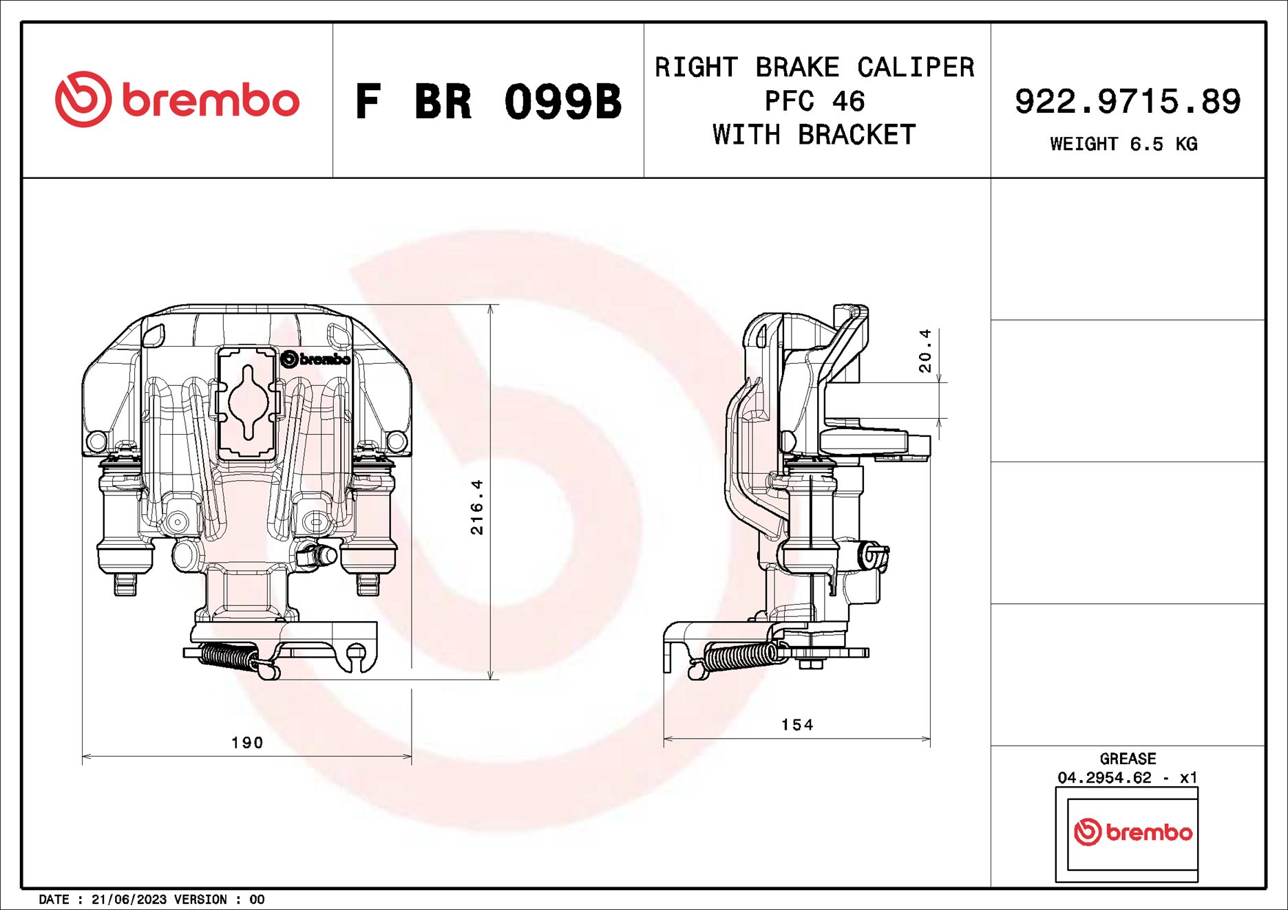 Pinza de freno BREMBO ref. F BR 099B