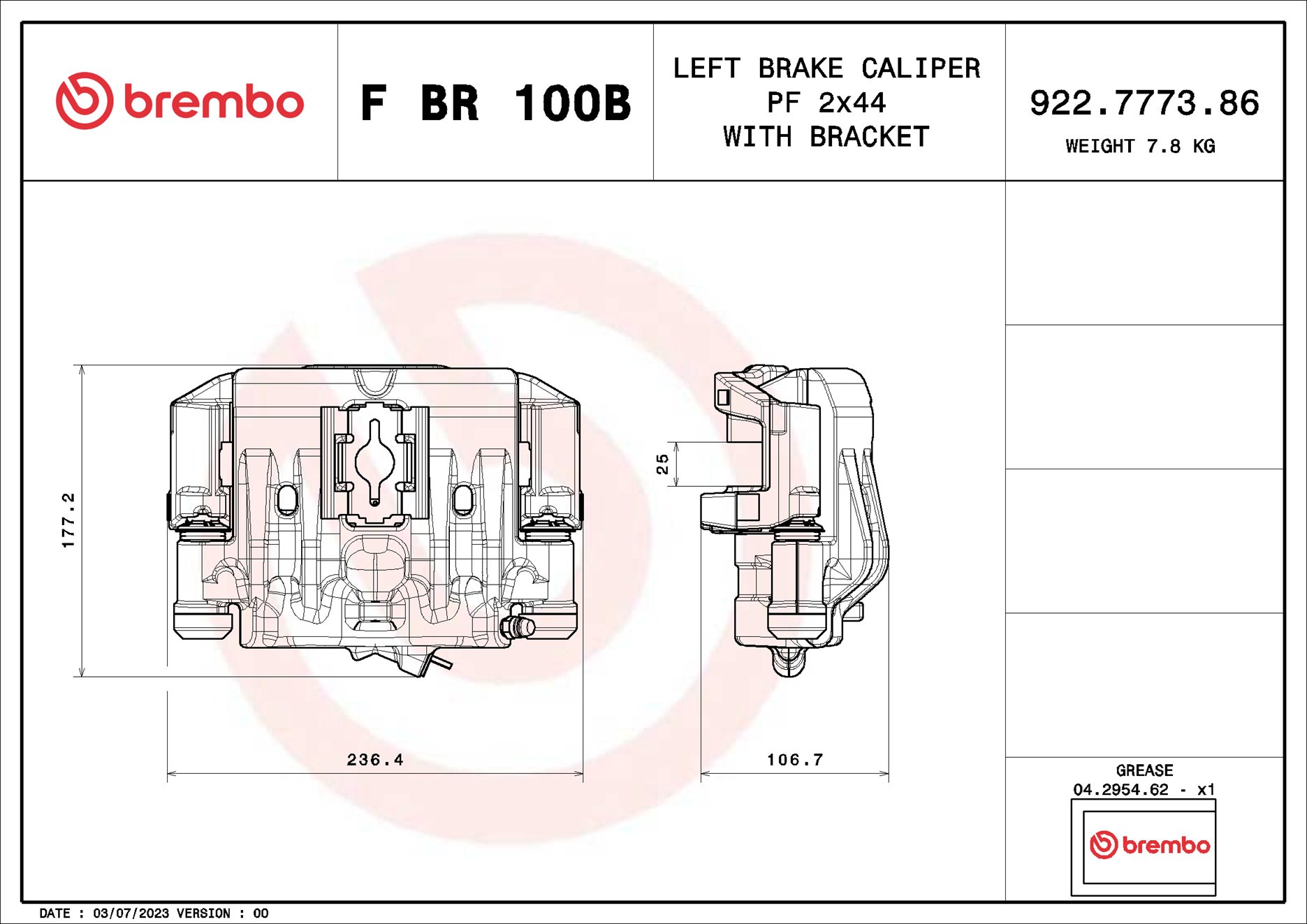 Pinza de freno BREMBO ref. F BR 100B