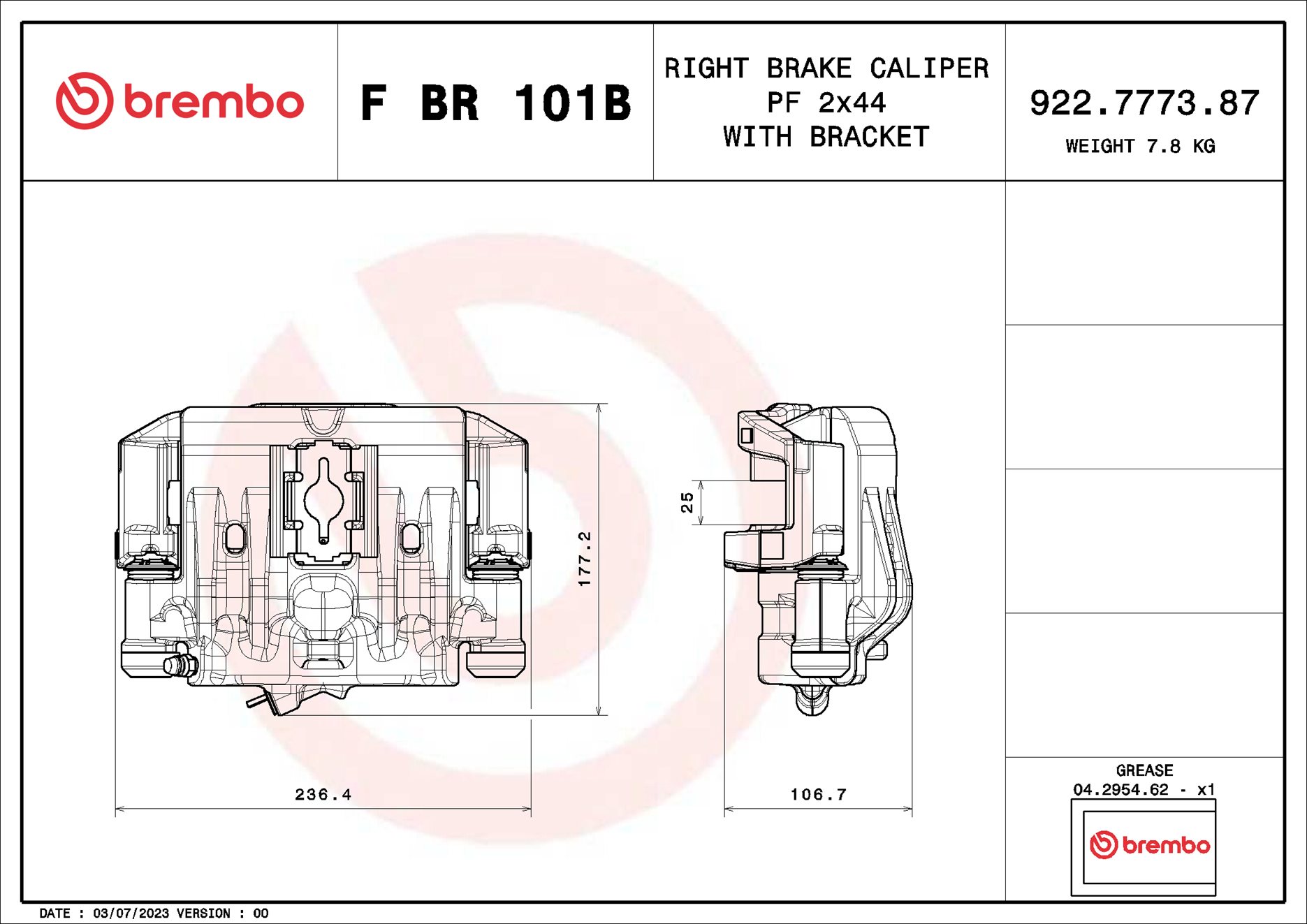 Pinza de freno BREMBO ref. F BR 101B