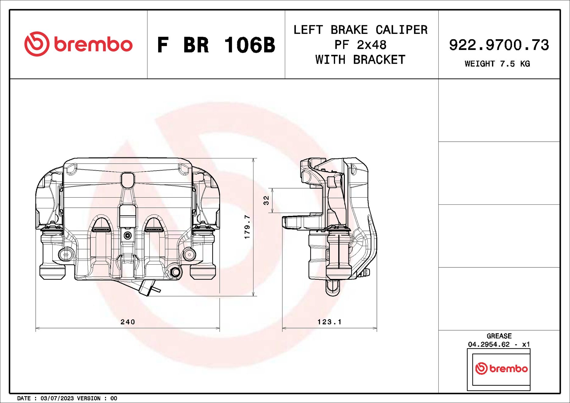 Pinça de travão BREMBO ref. F BR 106B
