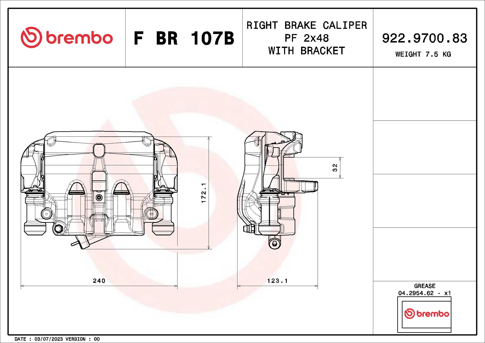 Pinça de travão BREMBO ref. F BR 107B