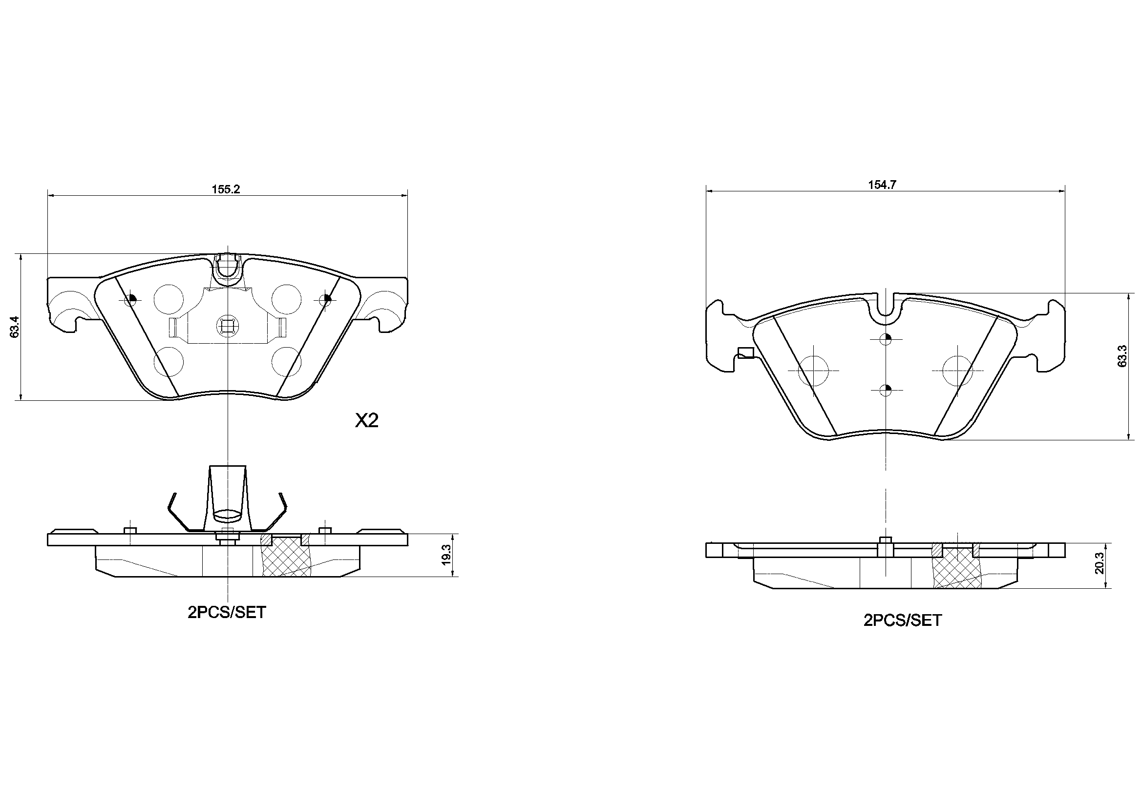 Jeu de 4 plaquettes de frein BREMBO ref. P 06 060X
