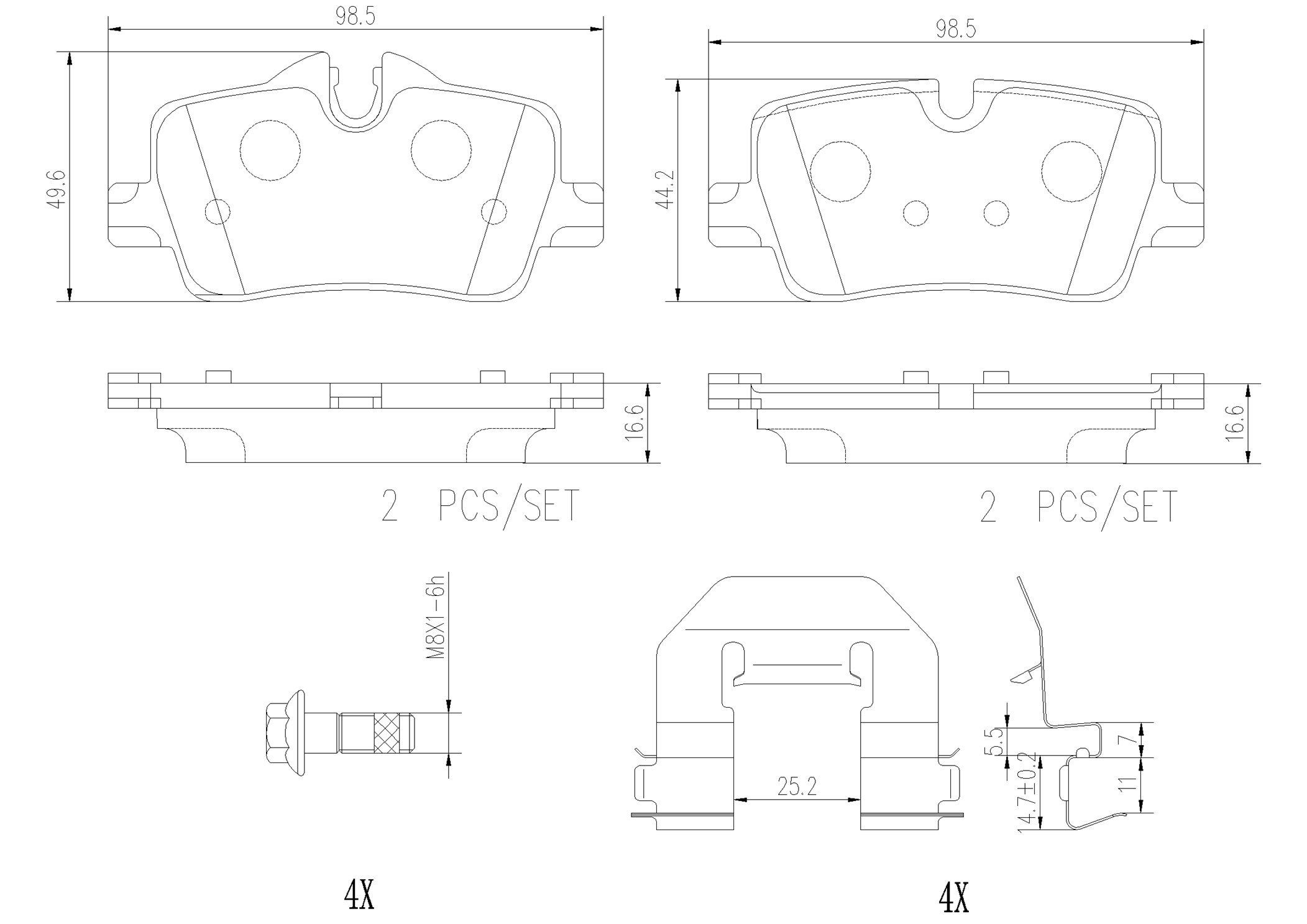 Jogo de 4 pastilhas de travão BREMBO ref. P06113NX