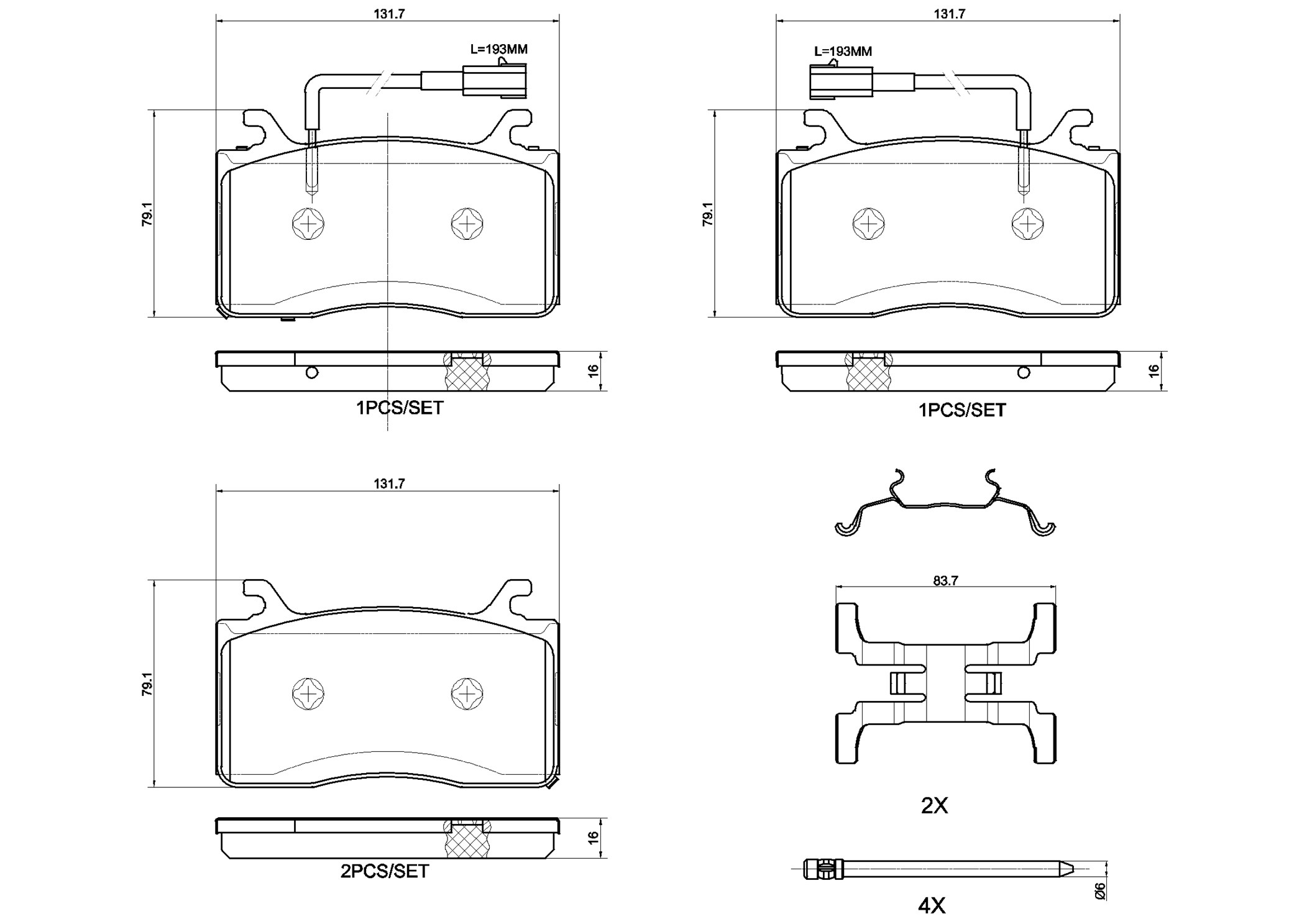 Jogo de 4 pastilhas de travão BREMBO ref. P 23 185X