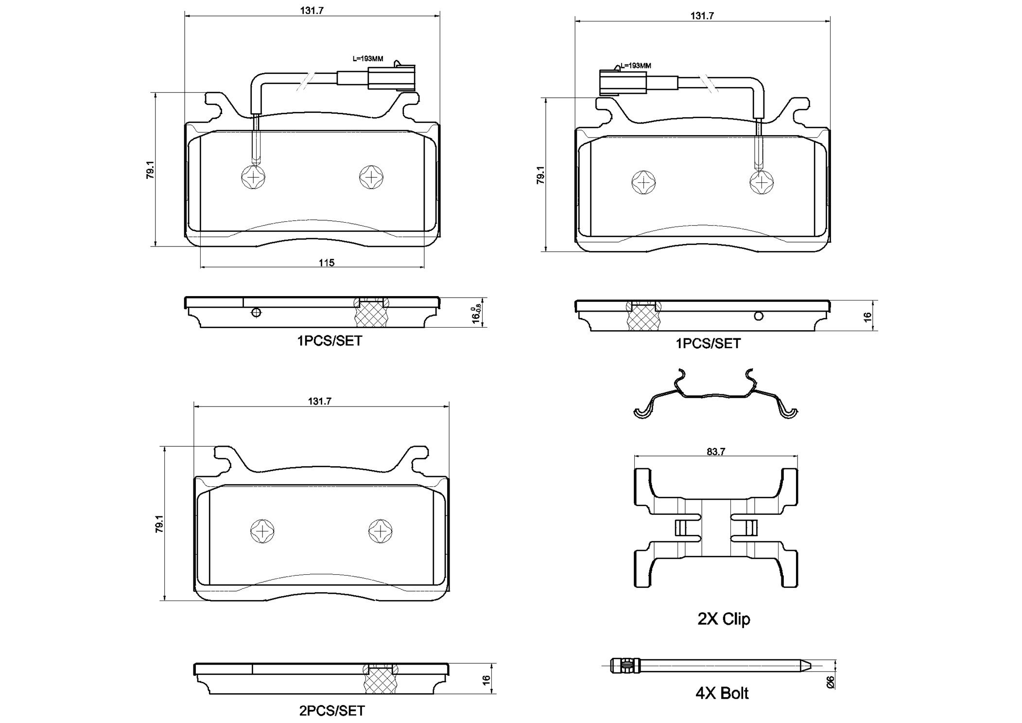 Jogo de 4 pastilhas de travão BREMBO ref. P 23 187X