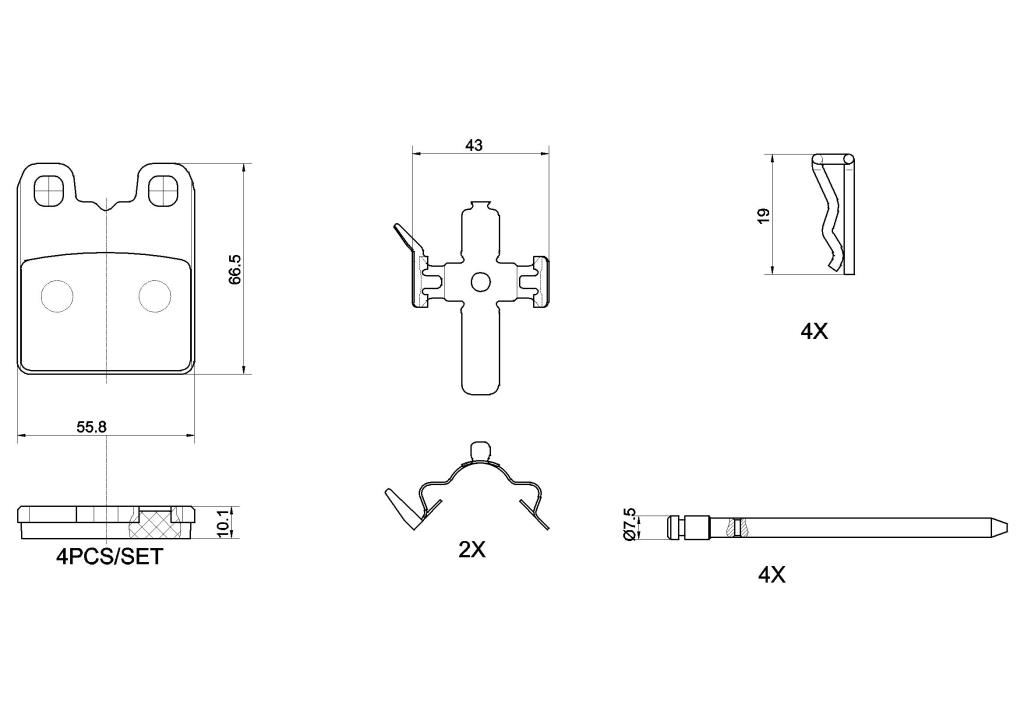 Jeu de 4 plaquettes de frein BREMBO ref. P 23 201