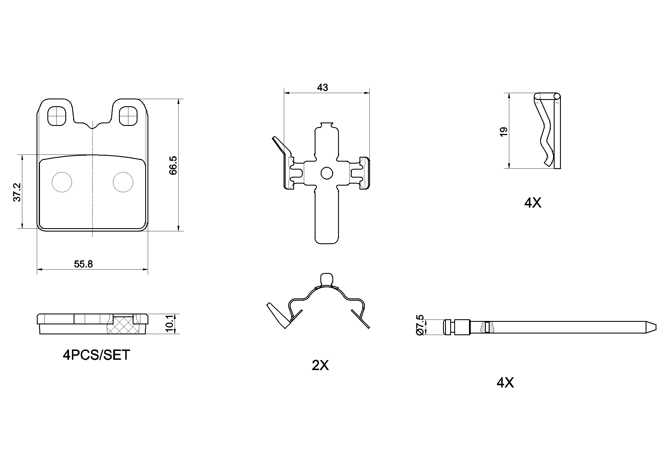Jeu de 4 plaquettes de frein BREMBO ref. P 23 201