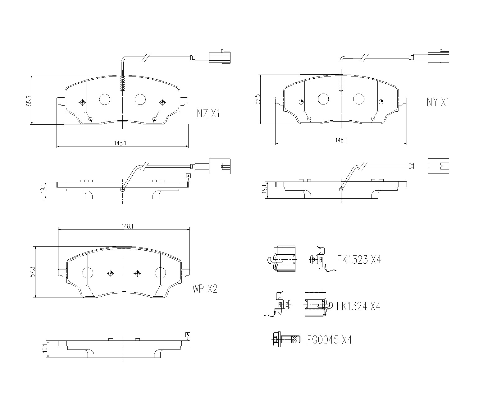 Jogo de 4 pastilhas de travão BREMBO ref. P 23 204