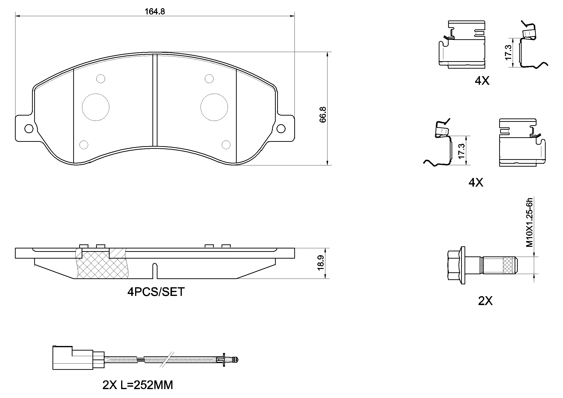 Jogo de 4 pastilhas de travão BREMBO ref. P 24 064G