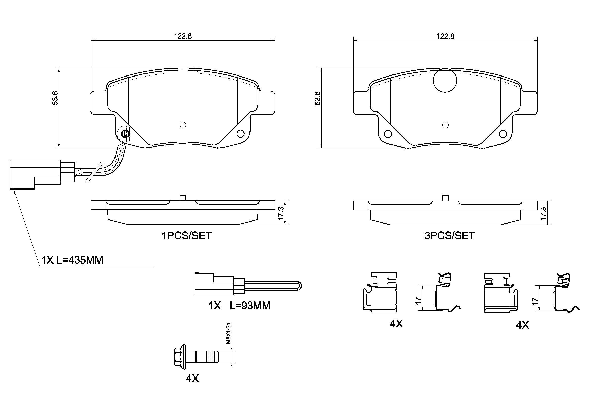 Jogo de 4 pastilhas de travão BREMBO ref. P 24 066G