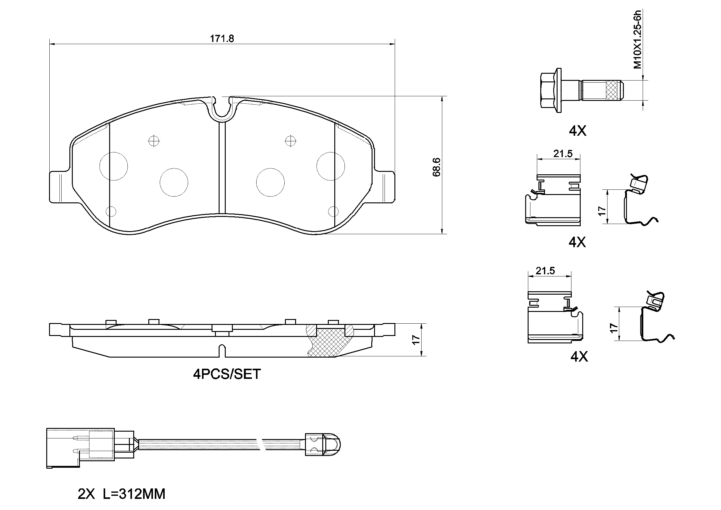 Jogo de 4 pastilhas de travão BREMBO ref. P 24 152G